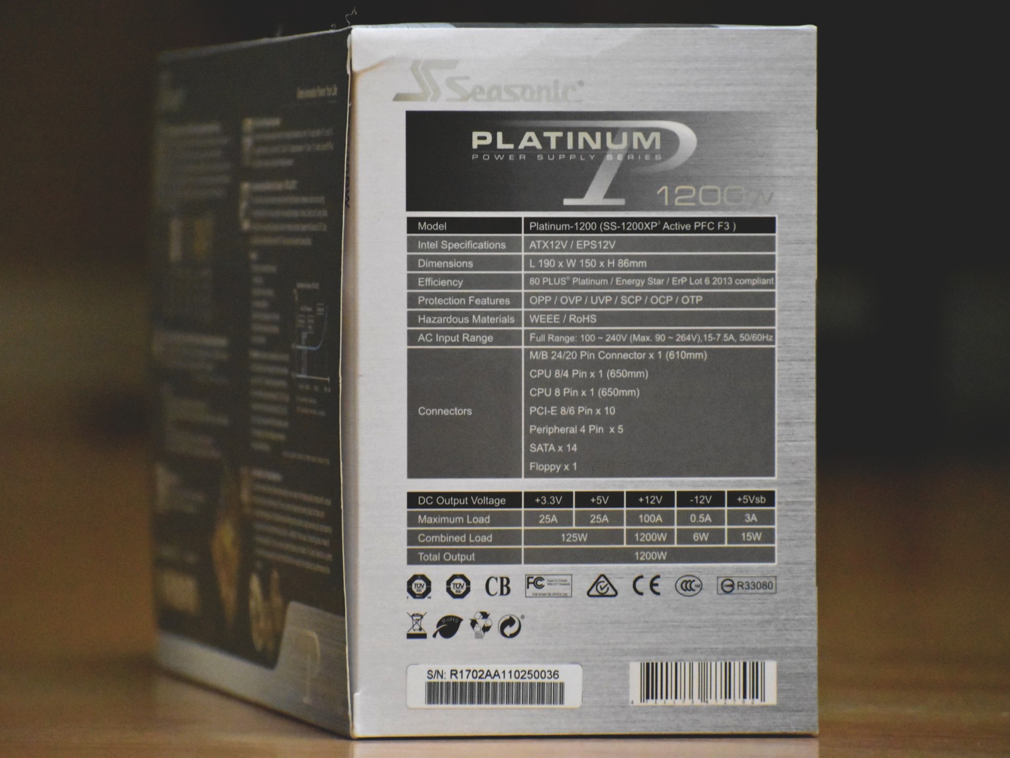 SeaSonic Platinum 1200W, 80 Plus Platinum Fully Modular Power Supply