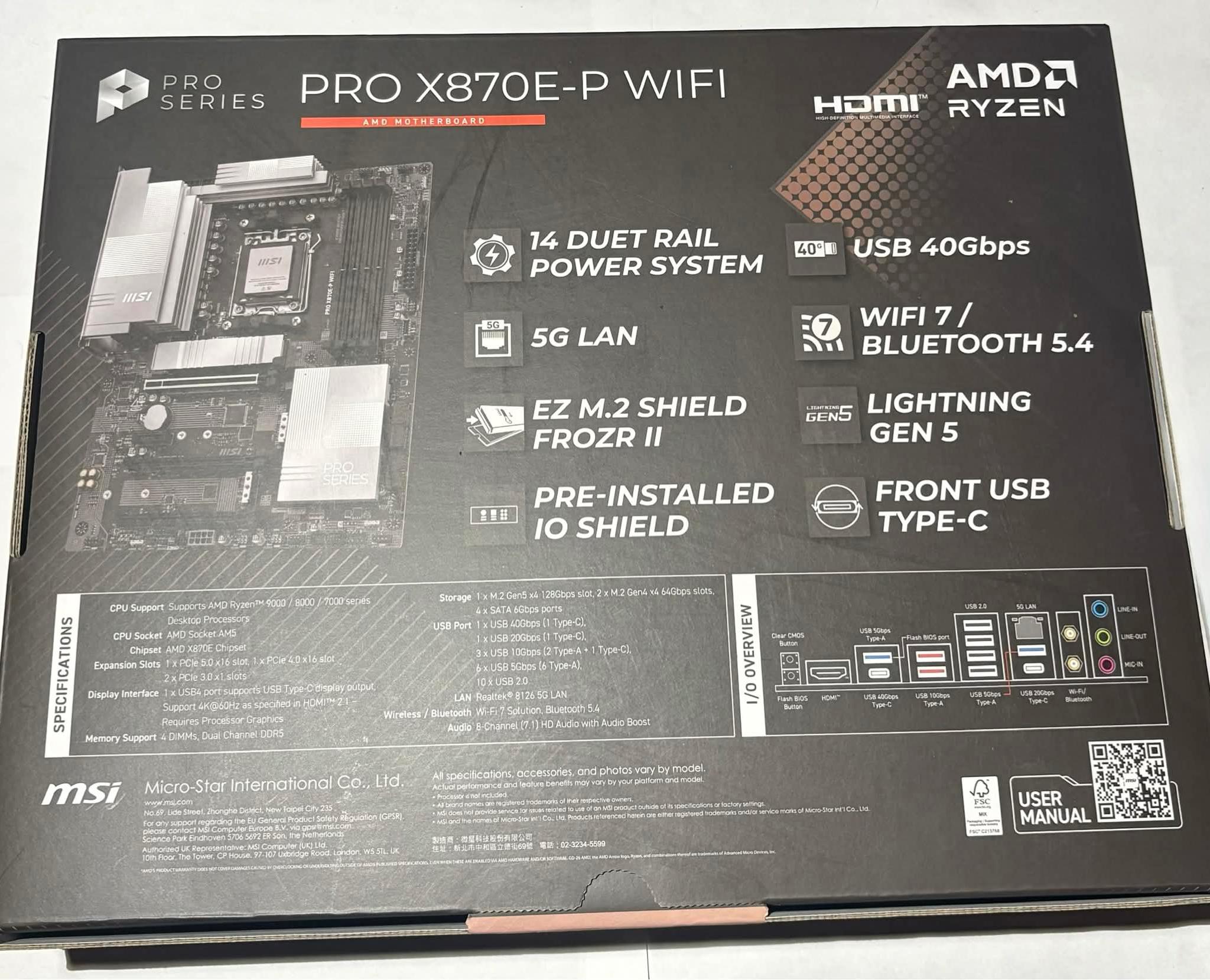 MSI PRO X870-E P WiFi AM5 DDR5 Motherboard PCIe 5.0