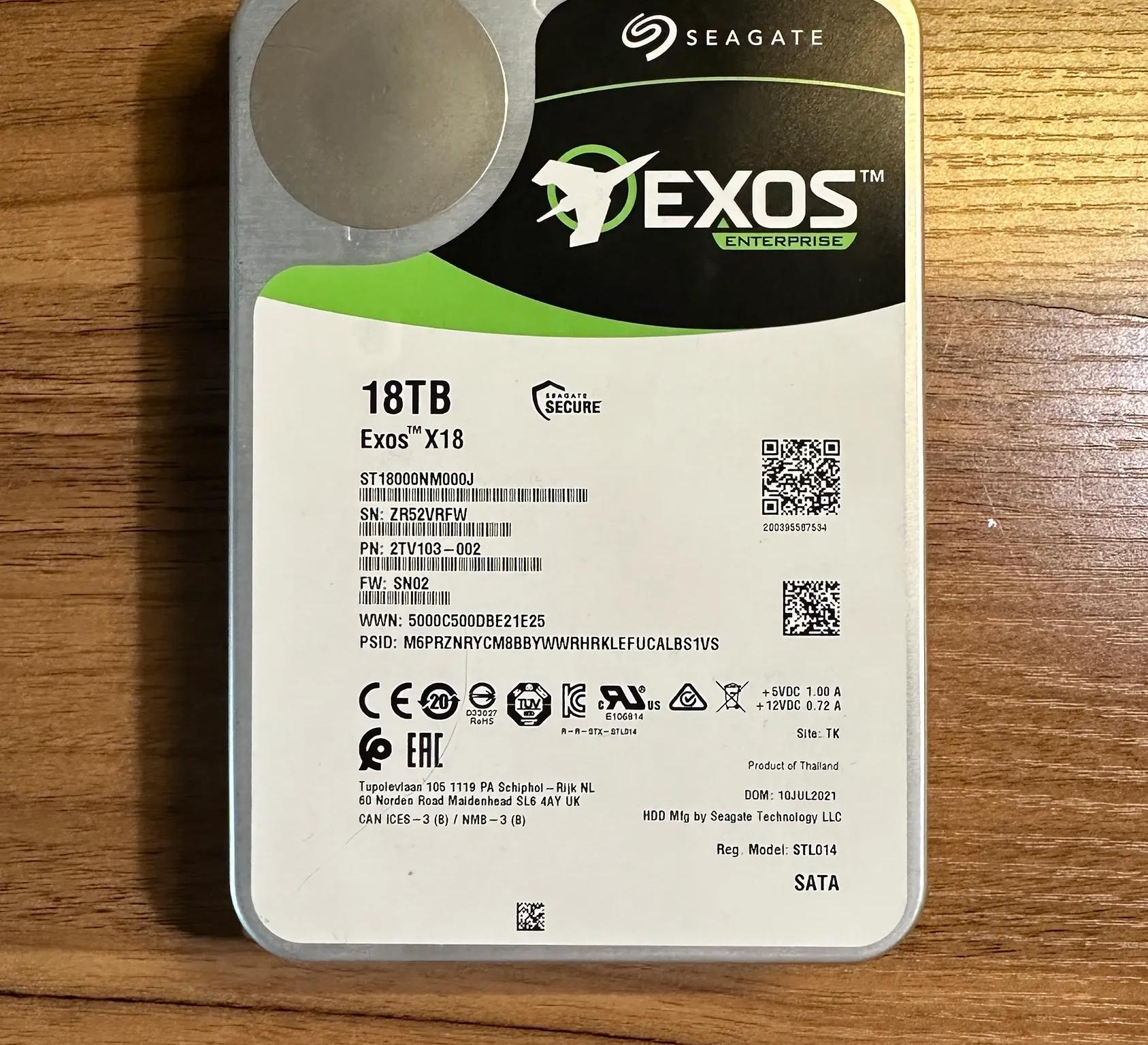 Seagate Exos X18 18TB 7200 RPM SATA 3.5-Inch Enterprise Hard Drive HDD
