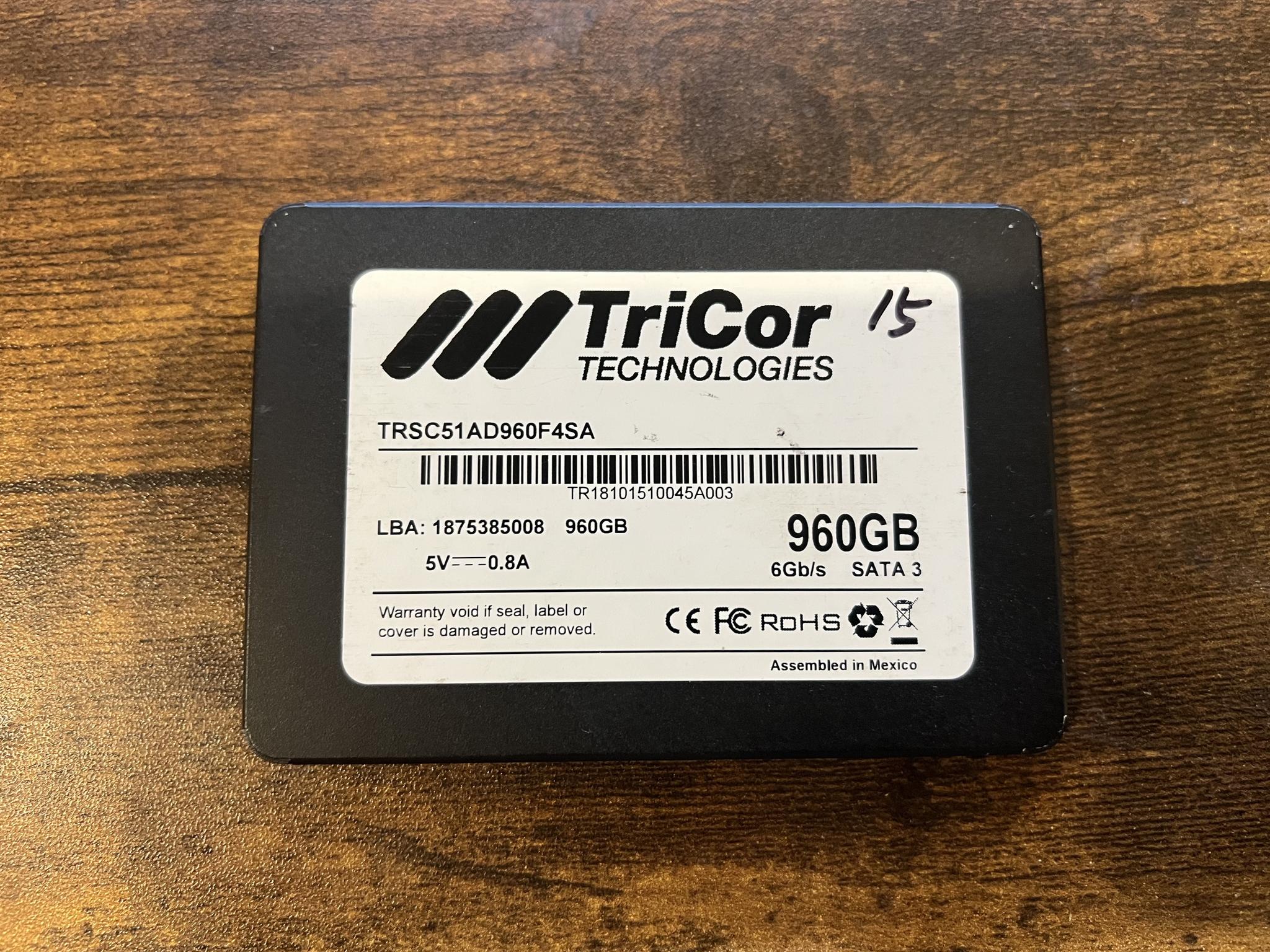 960GB TriCor 2.5" SATA SSD 100% Health
