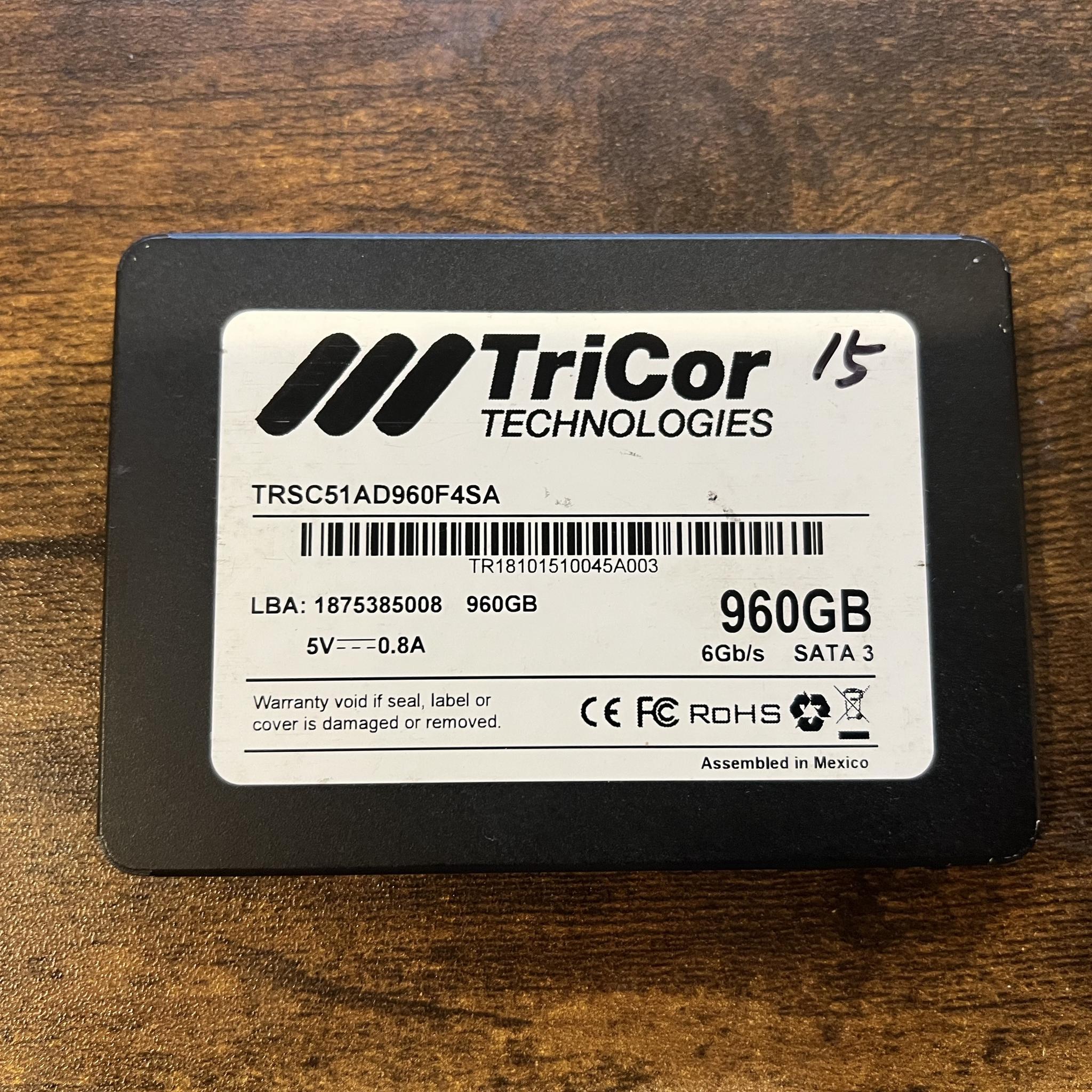960GB TriCor 2.5" SATA SSD 100% Health
