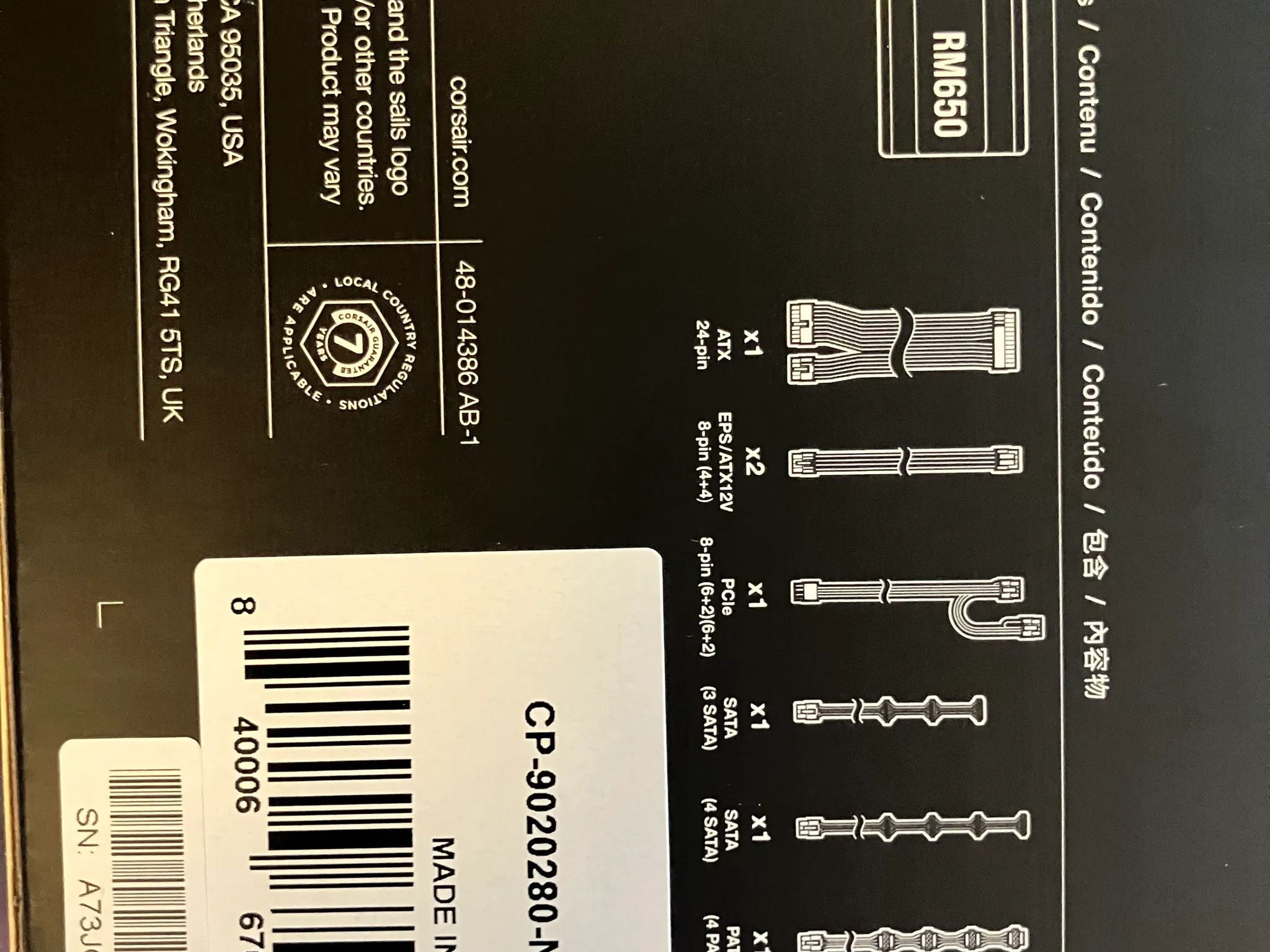 Corsair RM650 80+ Gold Fully Modular PSU