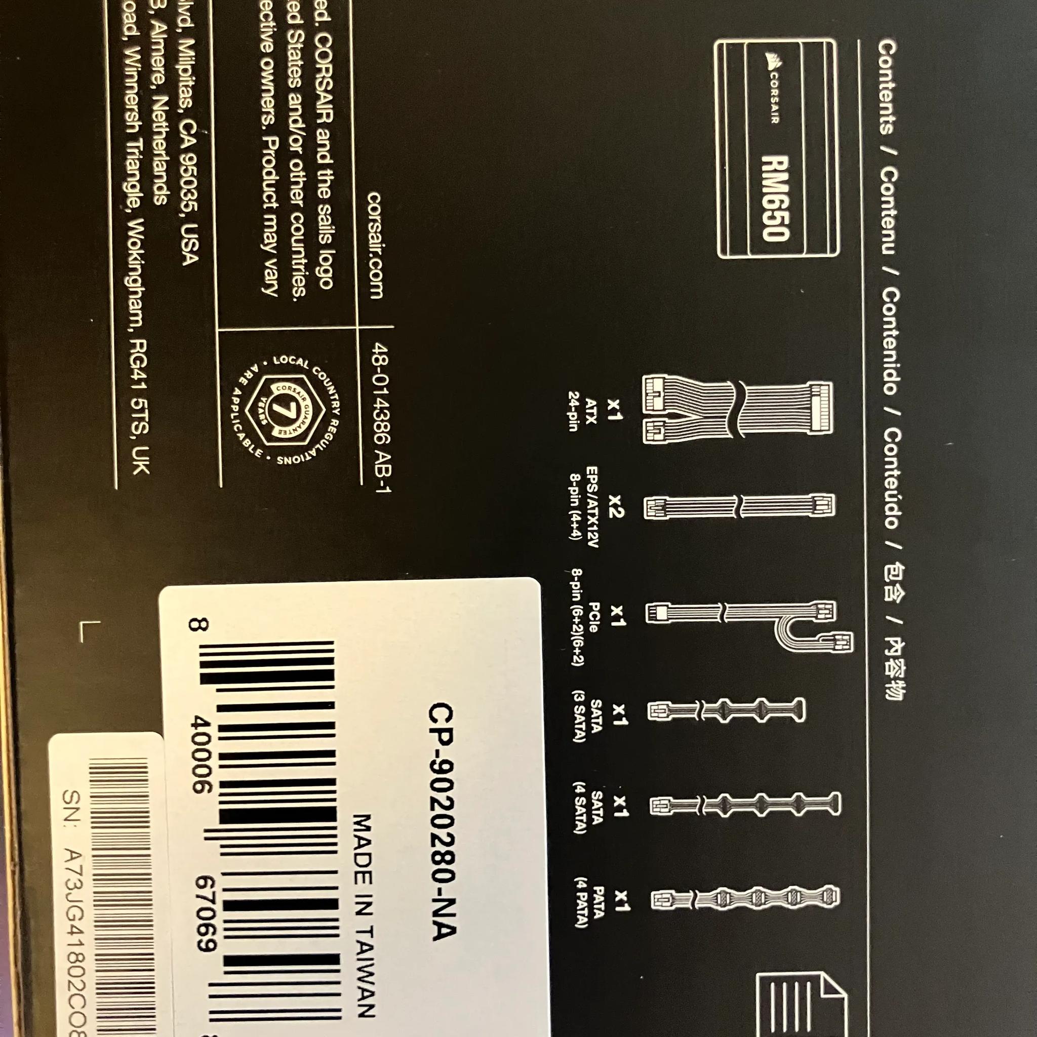 Corsair RM650 80+ Gold Fully Modular PSU
