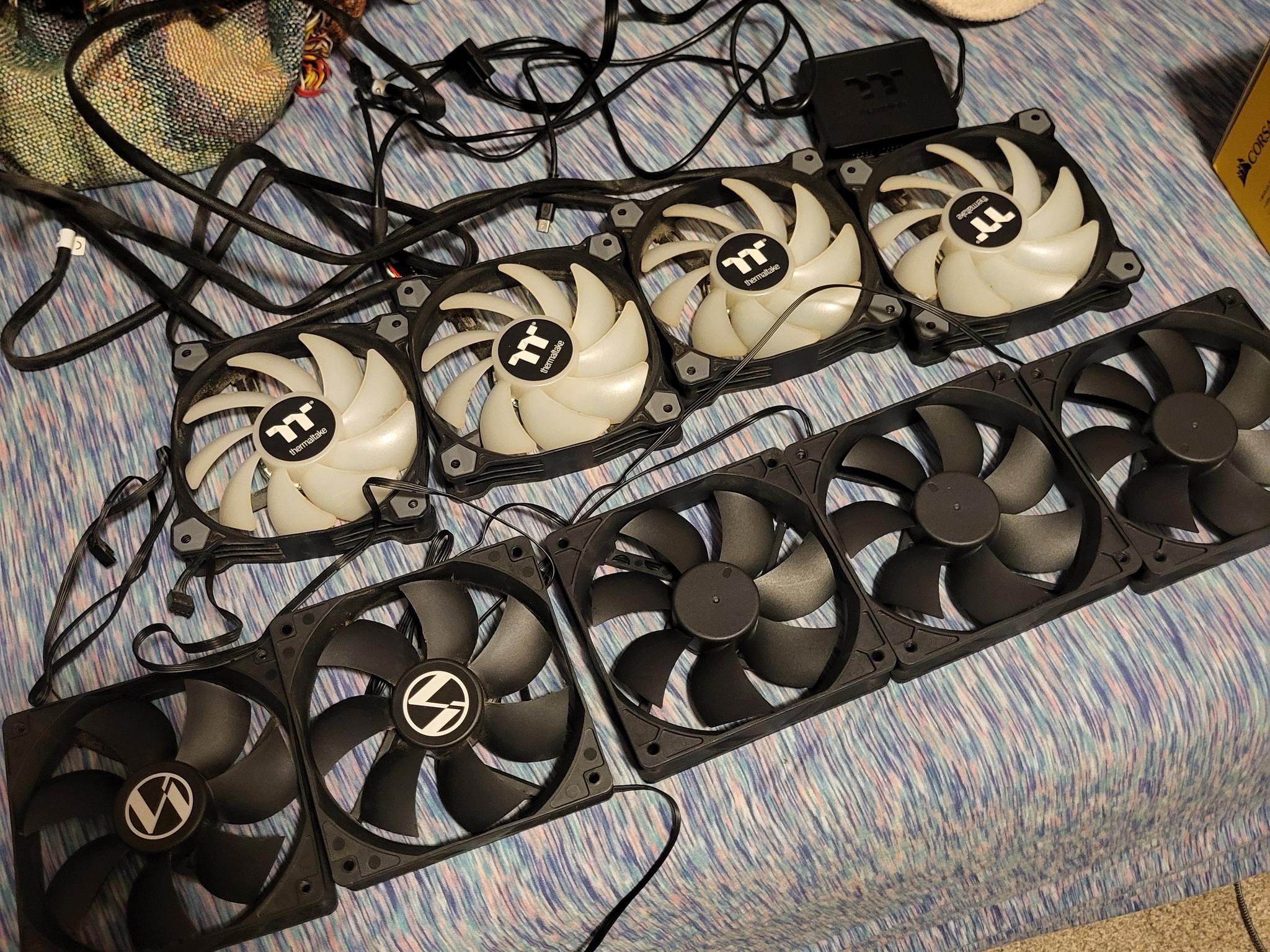 120mm rgb Thermaltake fans with controller