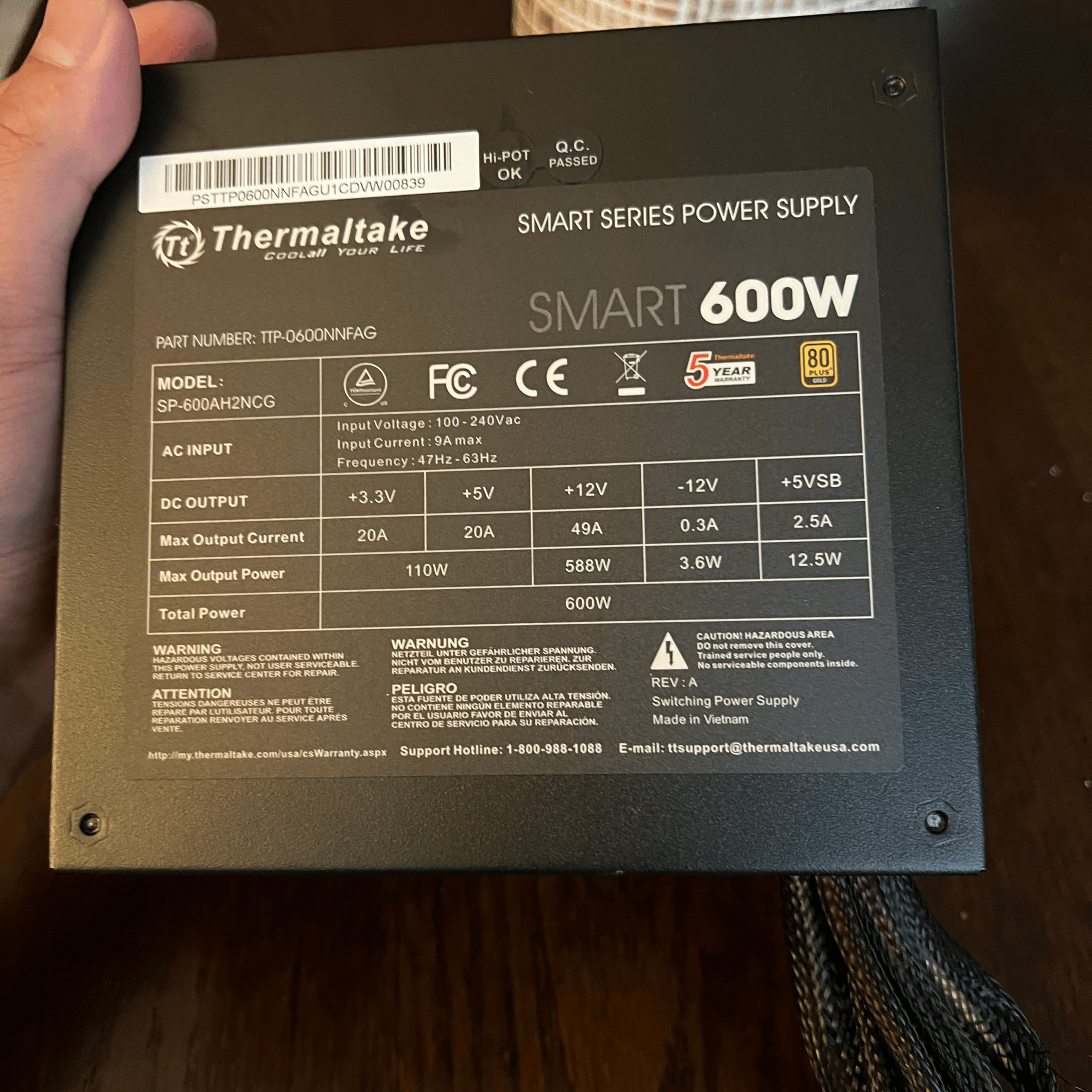 Thermaltake Smart Series 600w 80+ Gold