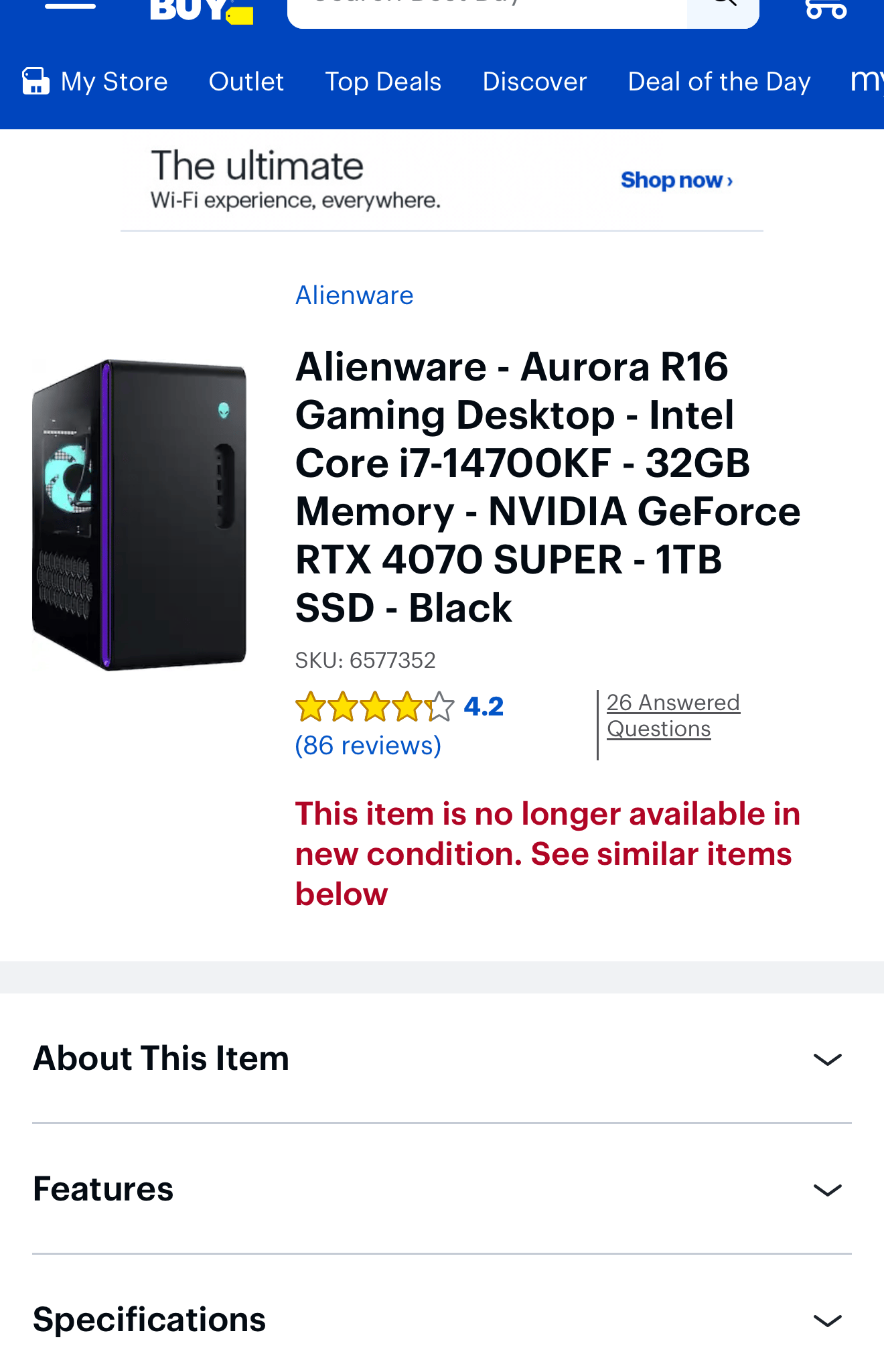 Alienware Aurora R16 | RTX 4070 SUPER | Intel i7-14700KF | 32GB DDR5 | 1TB NVMe