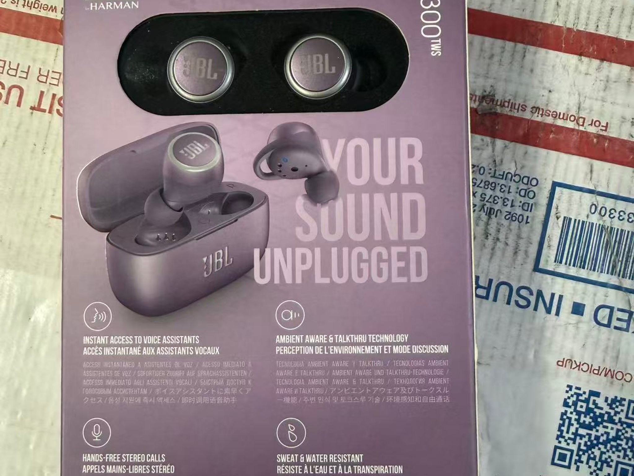 JBL Live 300TWS Truly Wireless In-Ear Headphones with Voice Assistant, Purple