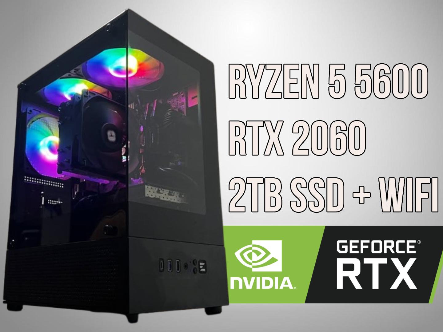 Gaming PC | Ryzen 5600 | RTX 2060 | MASSIVE 2TB SSD | 16GB RAM | Brand New Case | WiFi AND Bluetooth