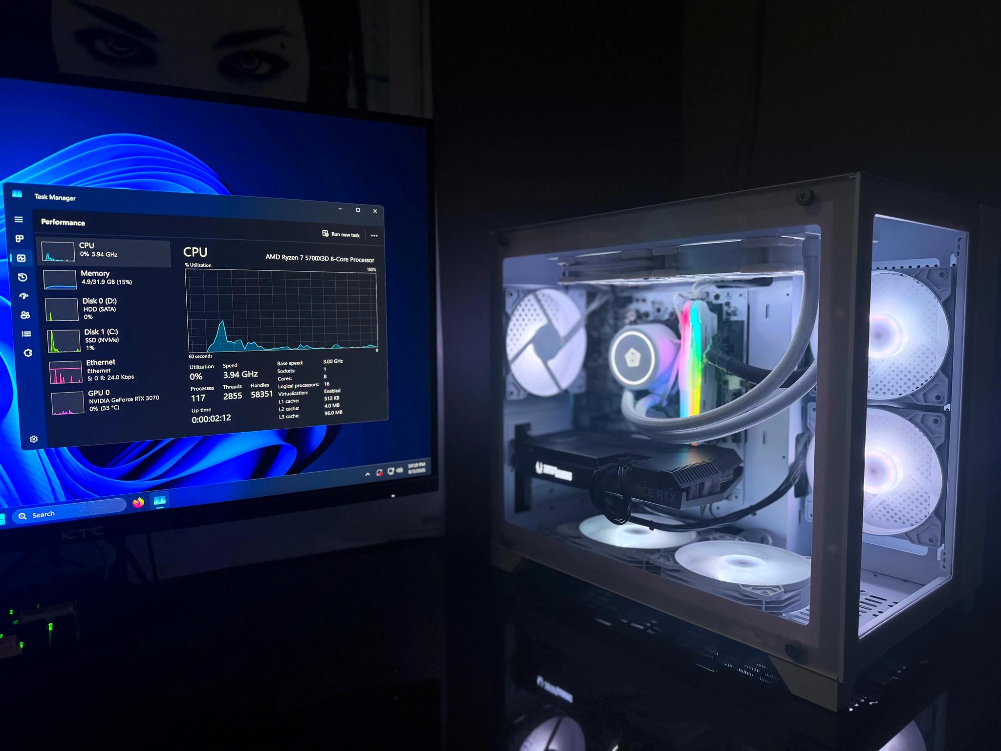 White Gaming PC | RTX 3070 8GB Ryzen 7 5700x3D 32GB DDR4 | 1440p-1080p