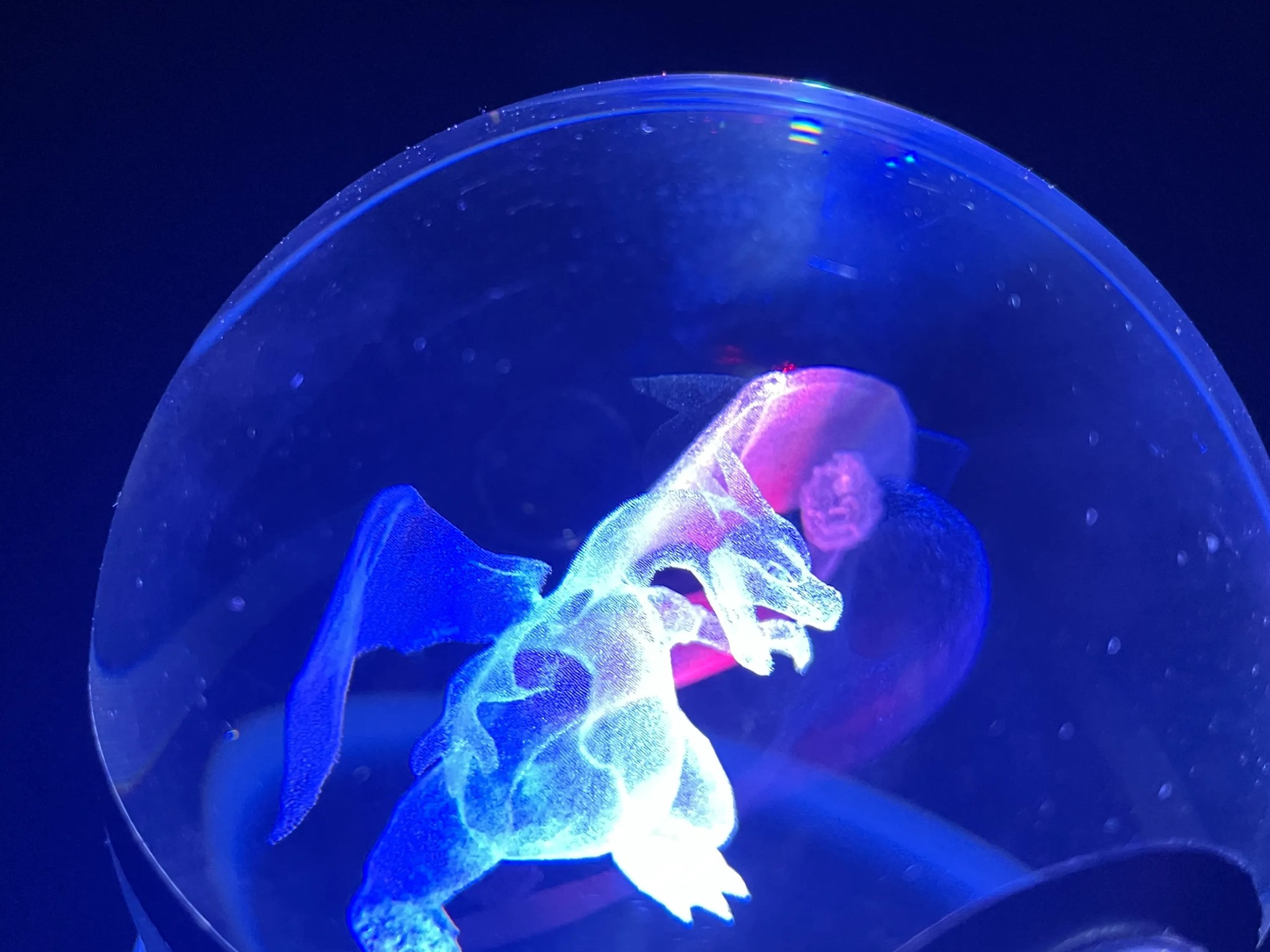 Charizard Large Crystal Ball With Rotating RGB Stand