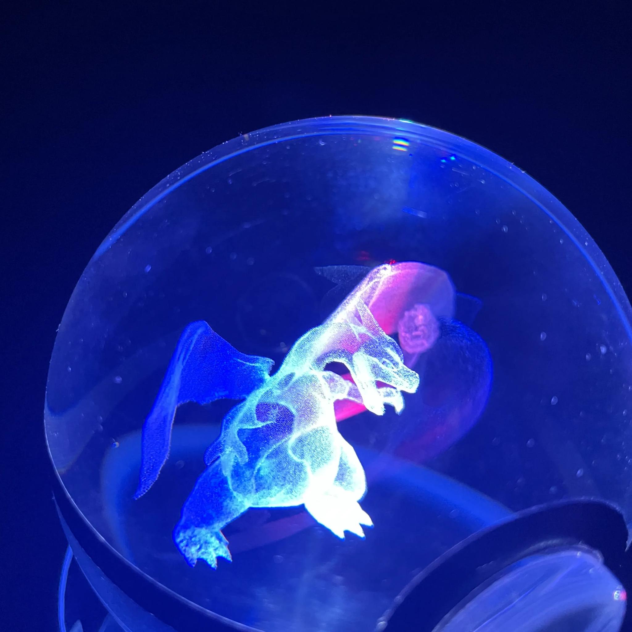 Charizard Large Crystal Ball With Rotating RGB Stand