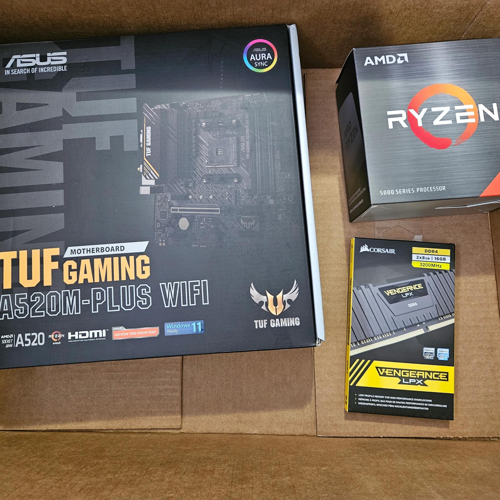 Ryzen 7 5700x, Vengeance LPX 16GB (2x8GB), ASUS A520M-Plus Wi-Fi | No Retention Frame Or Screws