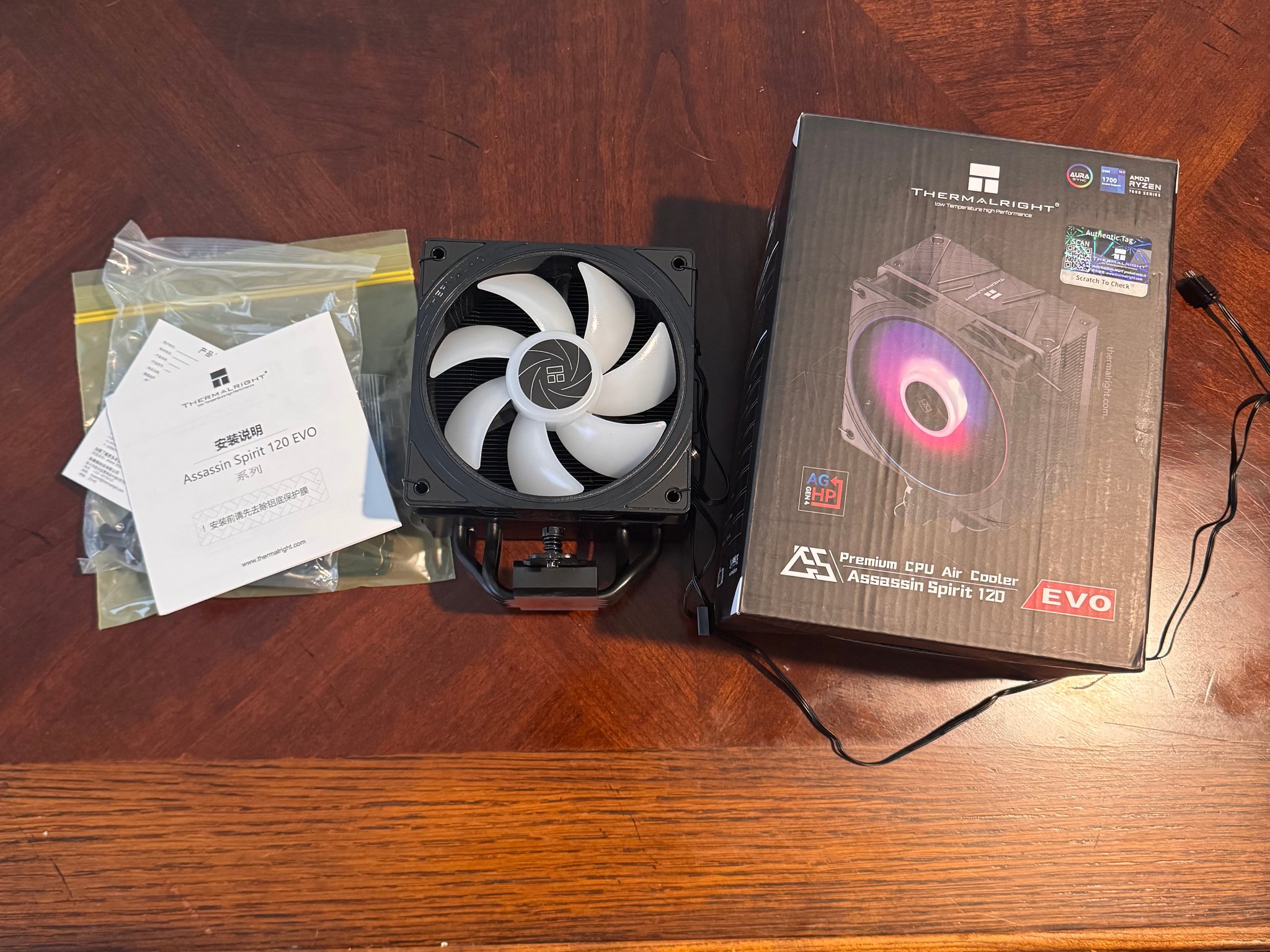 Thermalright Assassin Spirit 120 EVO Black CPU Cooler, 120mm PWM Quiet ARGB Fan