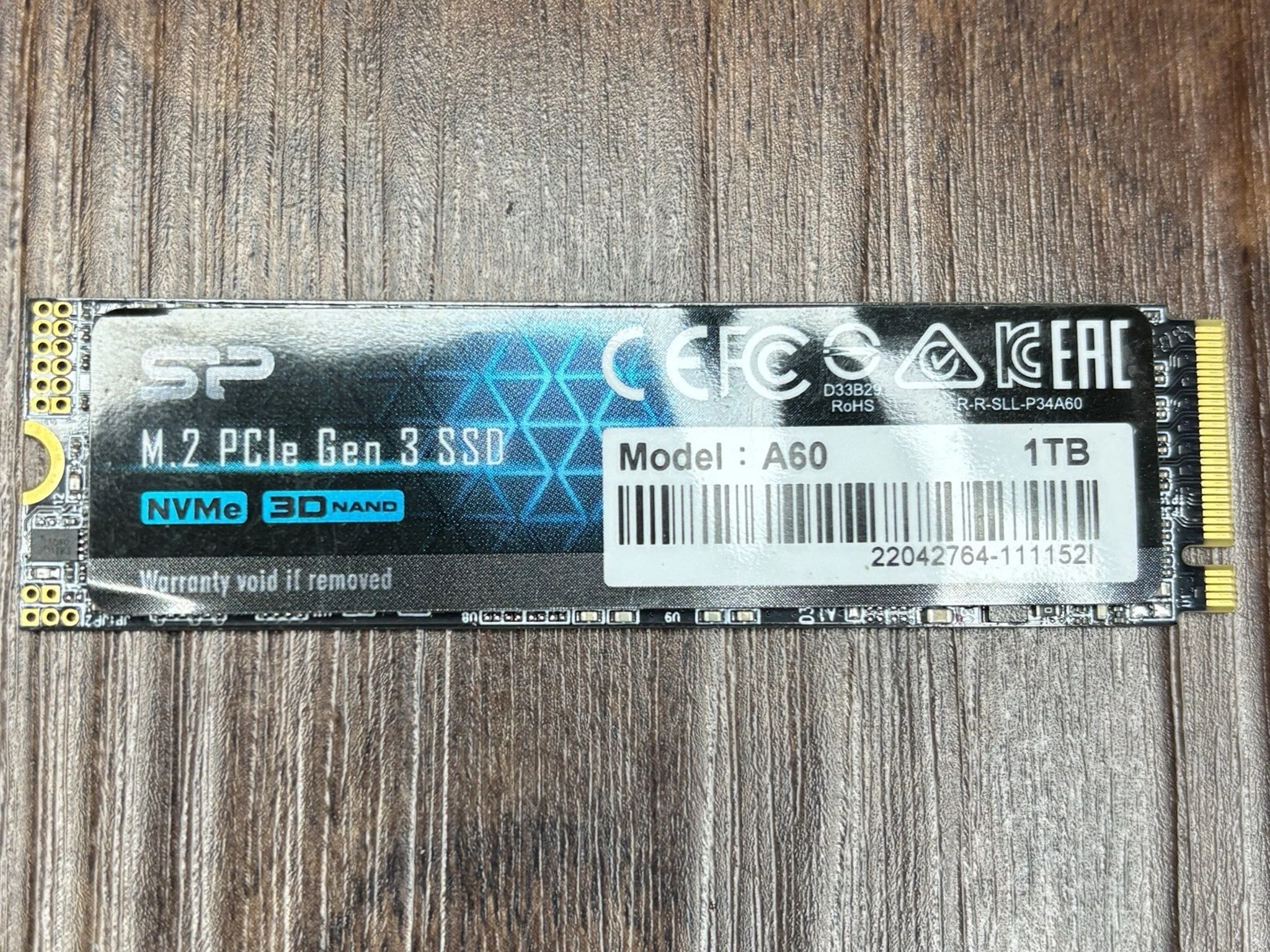 Silicon Power P34A60 1TB M.2 2280 NVMe PCIe Gen3x4 3D NAND SSD