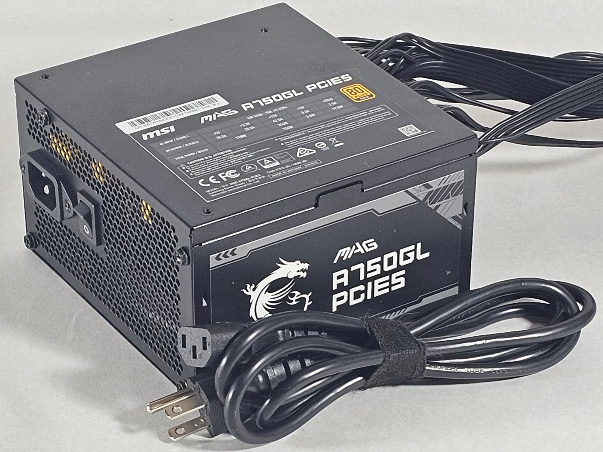 750 Watt PSU MSI MAG A750GL PCIE5 Power Supply