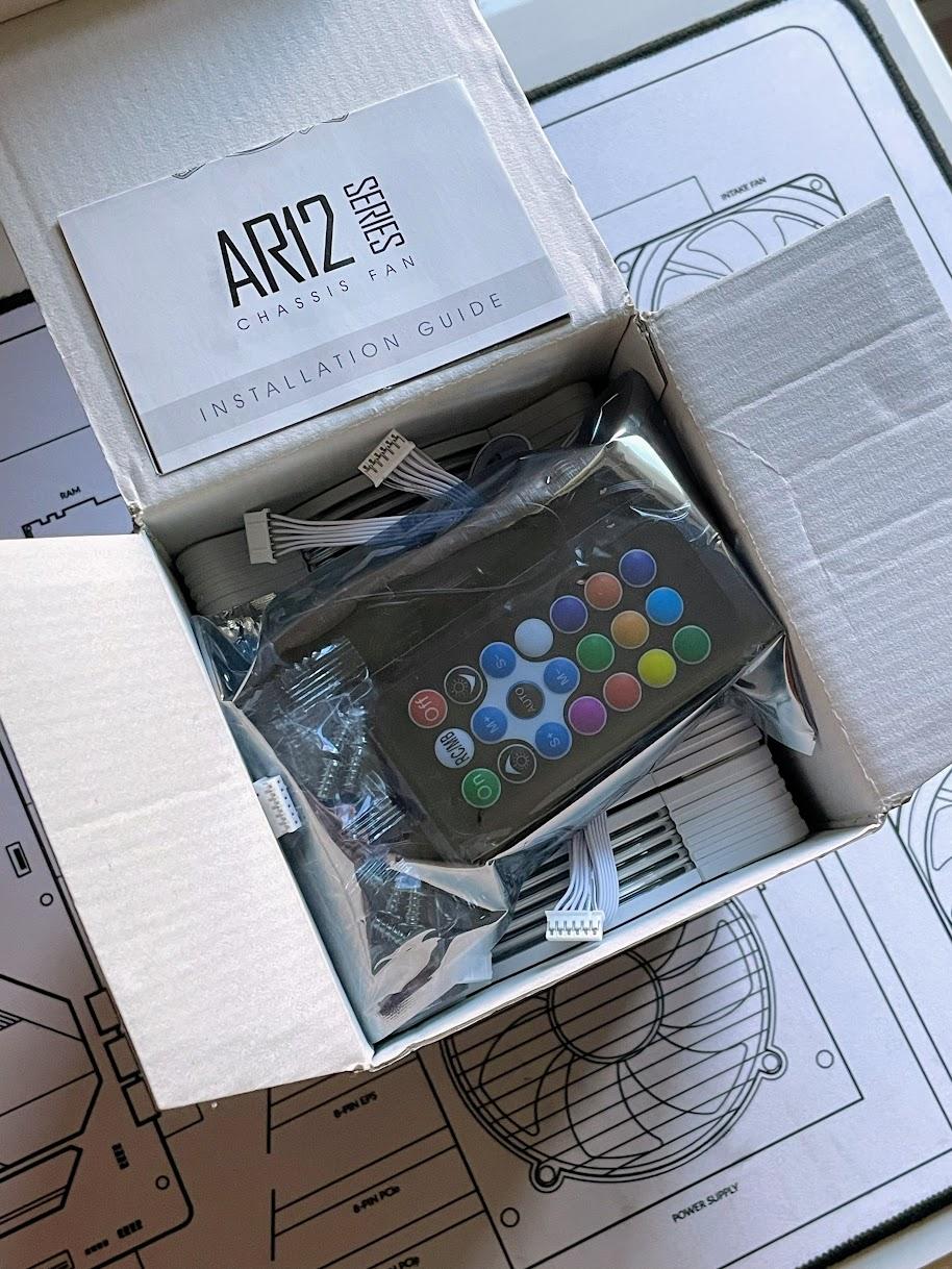 BNIB Aigo AR12 White 120mm ARGB PC Computer Case Fans 5V 3-Pin w/ Remote - 5 Pack