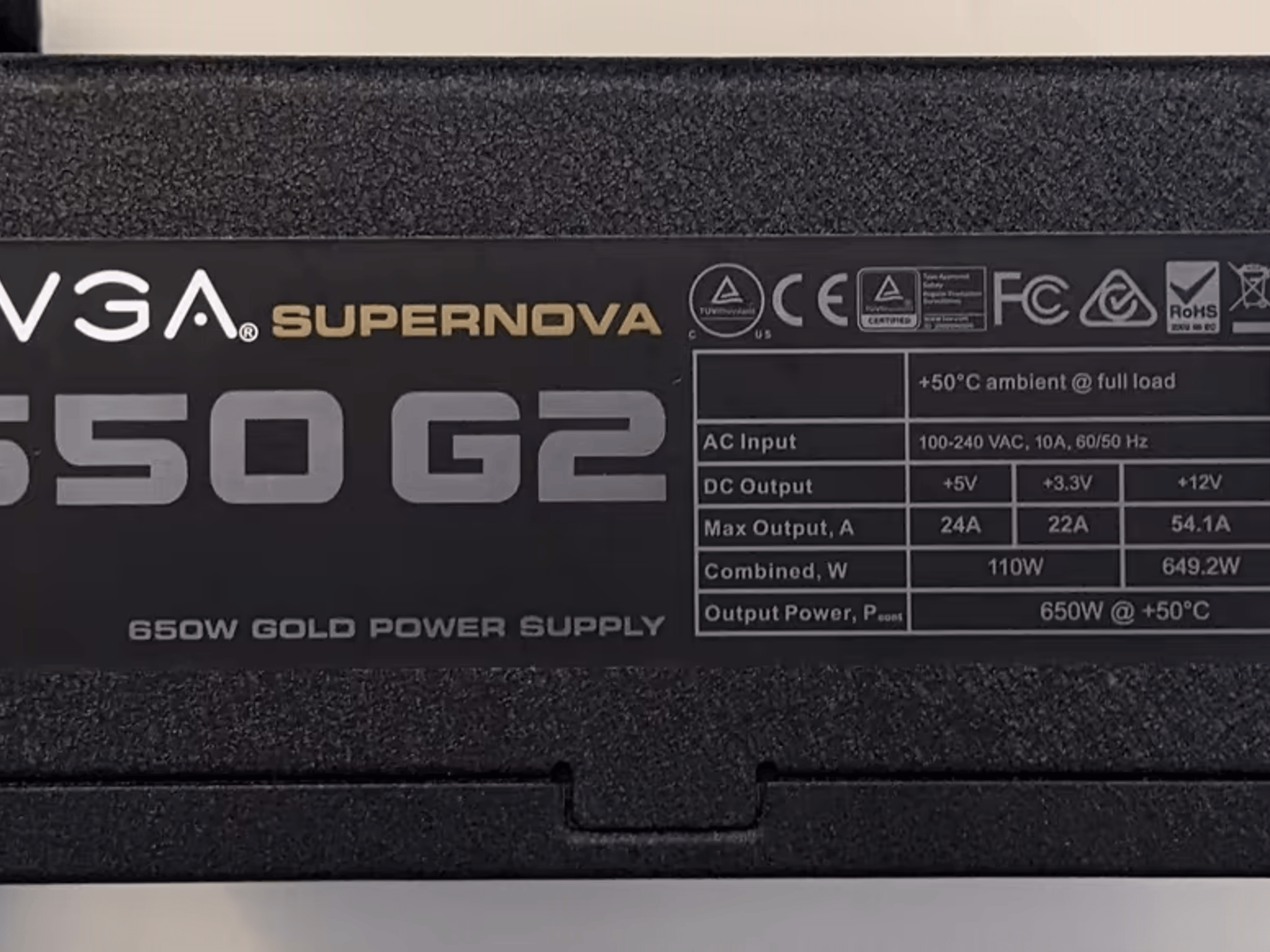 650 W Gold rated EVGA power supply