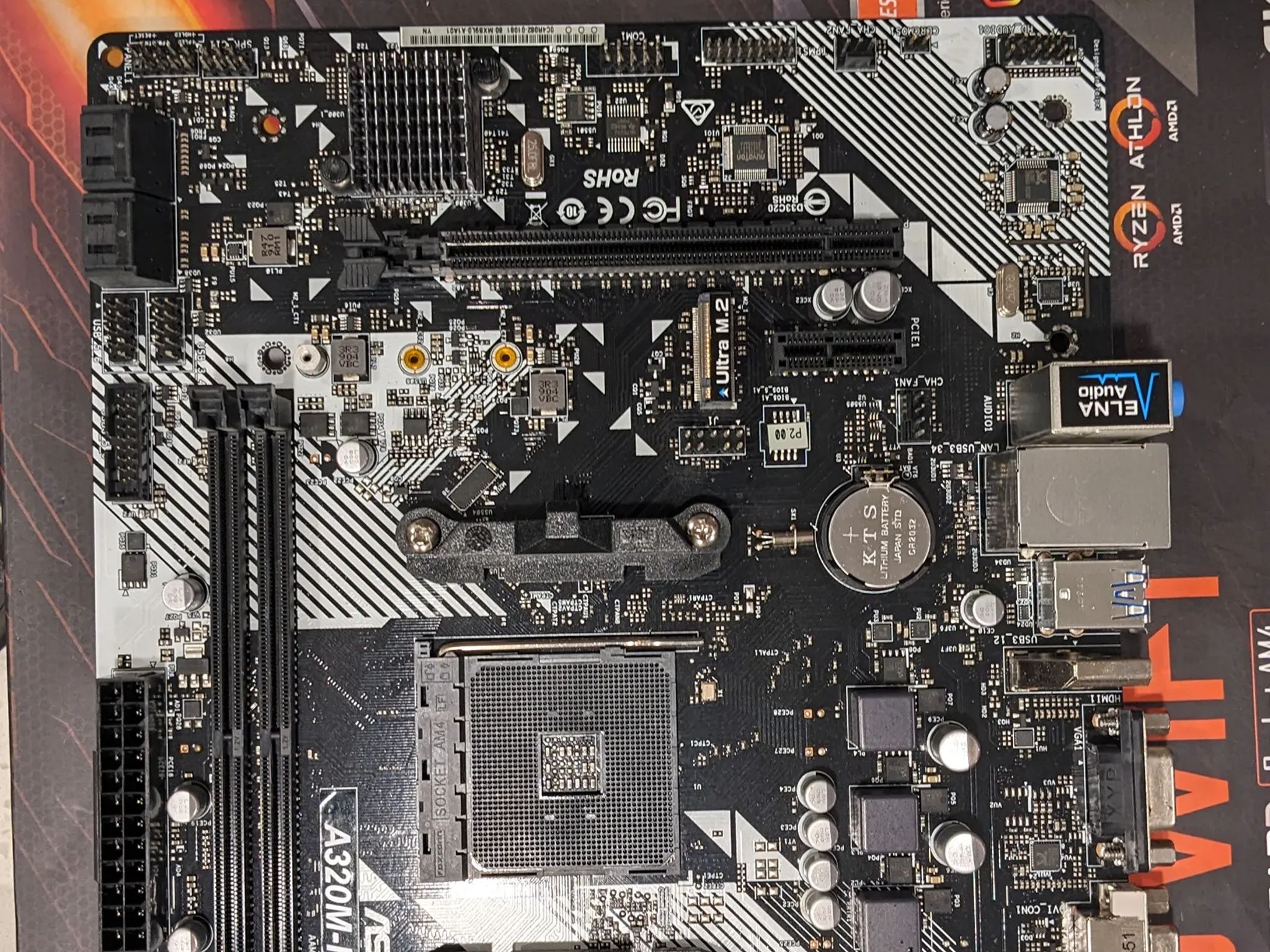 ASRock A320 AM4 micro ATX motherboard with wifi card