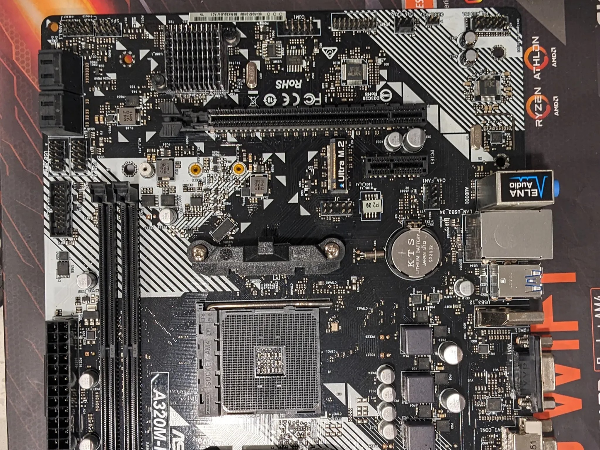 ASRock A320 AM4 micro ATX motherboard with wifi card