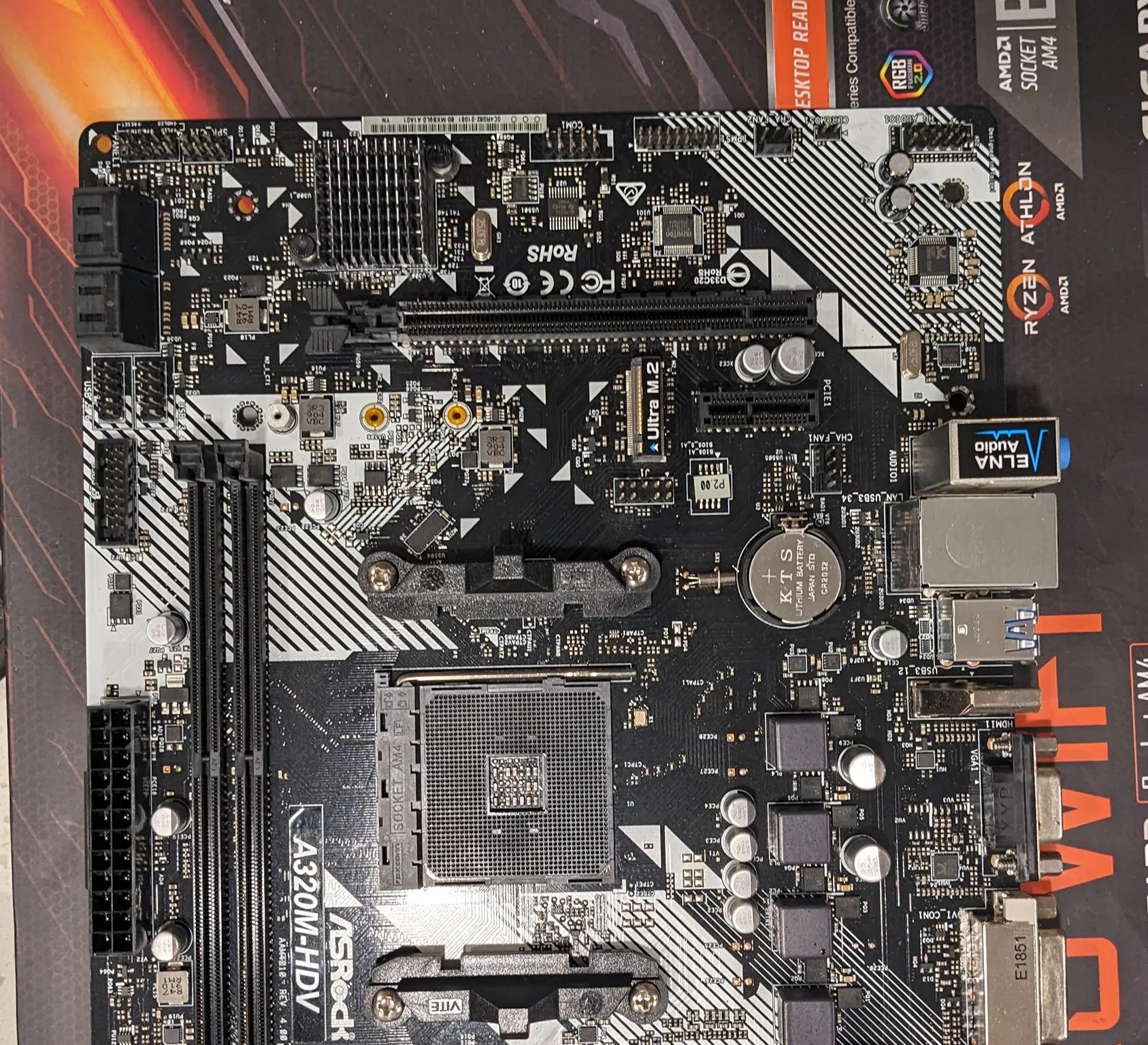 ASRock A320 AM4 micro ATX motherboard with wifi card
