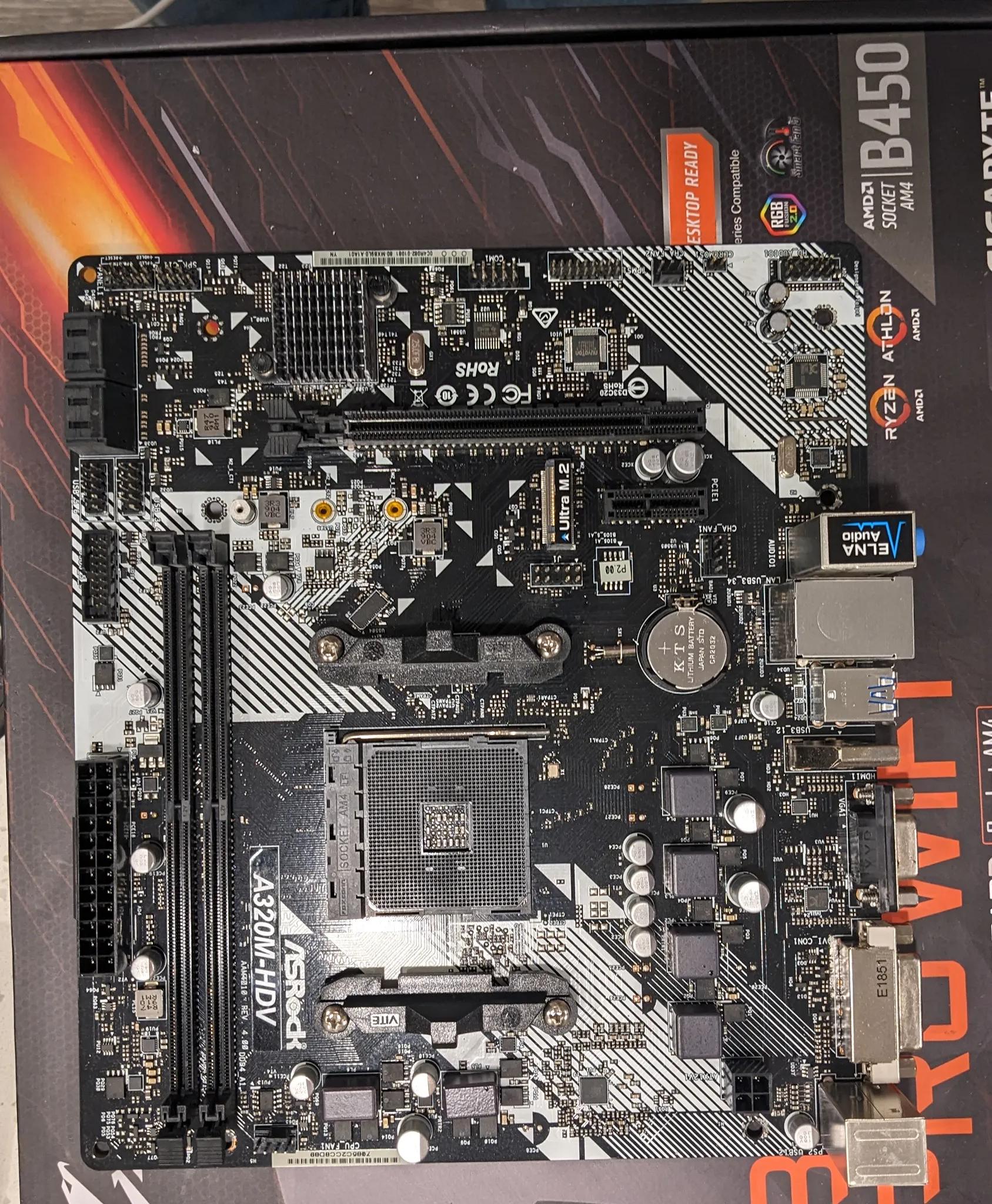 ASRock A320 AM4 micro ATX motherboard with wifi card