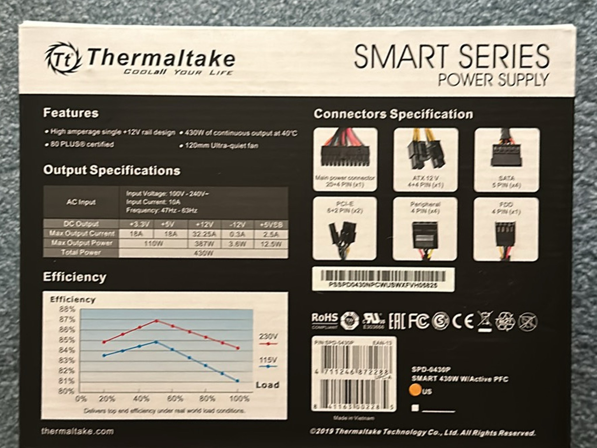 Thermaltake 430W smart 80+ ATX Power Supply