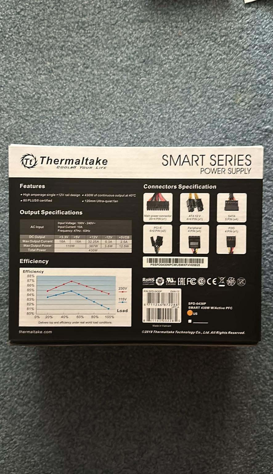 Thermaltake 430W smart 80+ ATX Power Supply