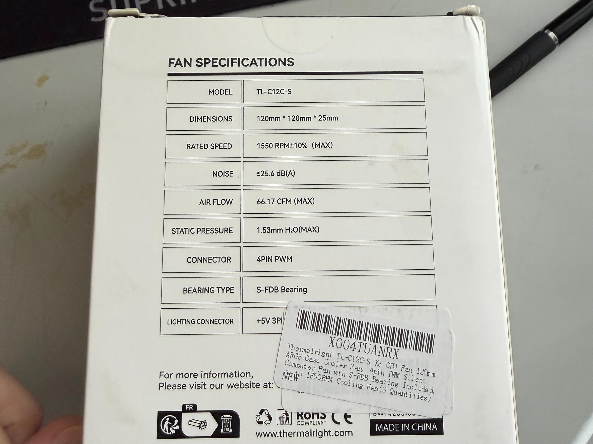6x Thermalright C12C-S 120mm Black RGB fan packs(3 fans per box)