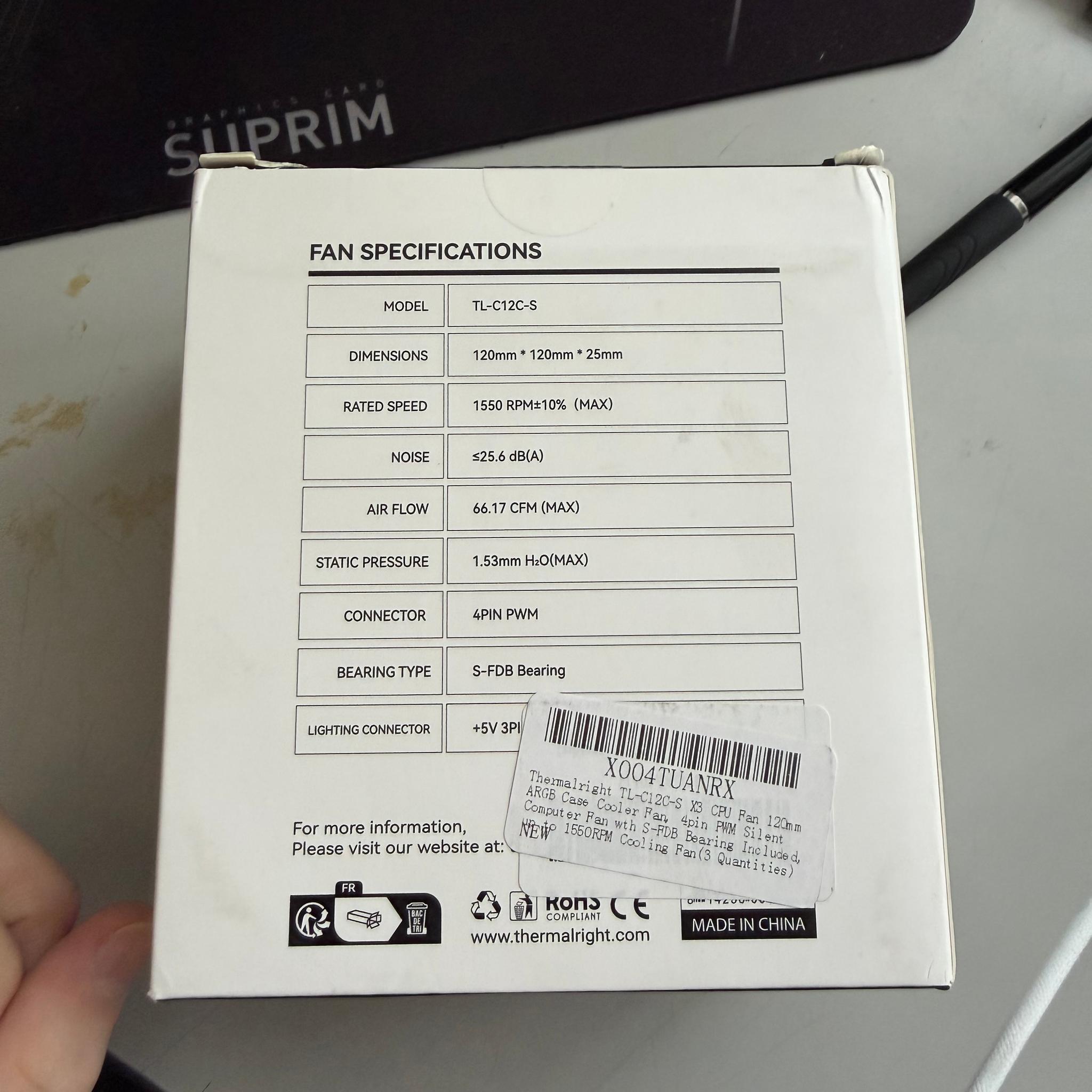 6x Thermalright C12C-S 120mm Black RGB fan packs(3 fans per box)
