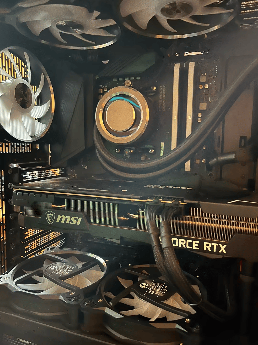 R9 5900x; MSI RTX 3070Ti; 32G 3600Mhz RAM; AIO cooled; MSI Unify x570; 850W Platinum PSU