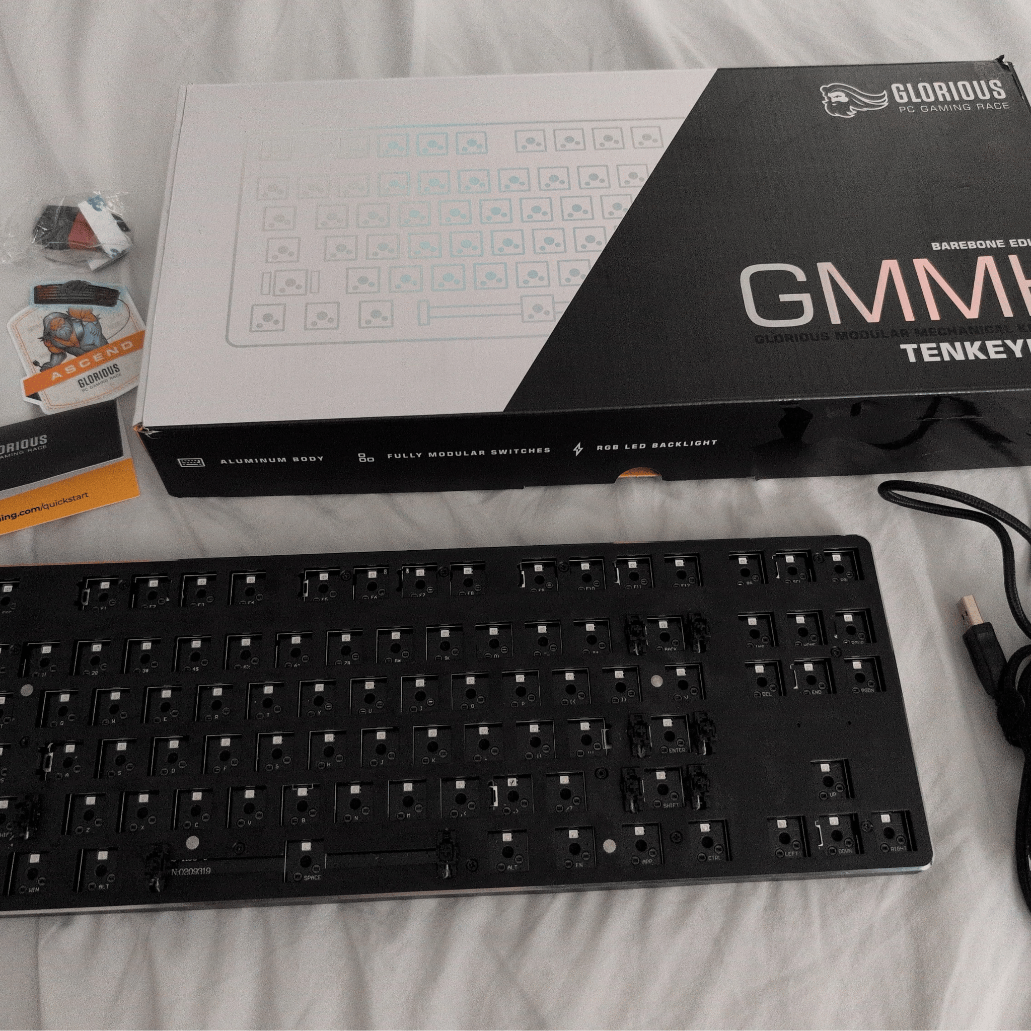 Glorious GMMK 1 RGB Aluminum USB Wired Mechanical 87 Key Tenkeyless TKL Keyboard (Barebones/Kit)