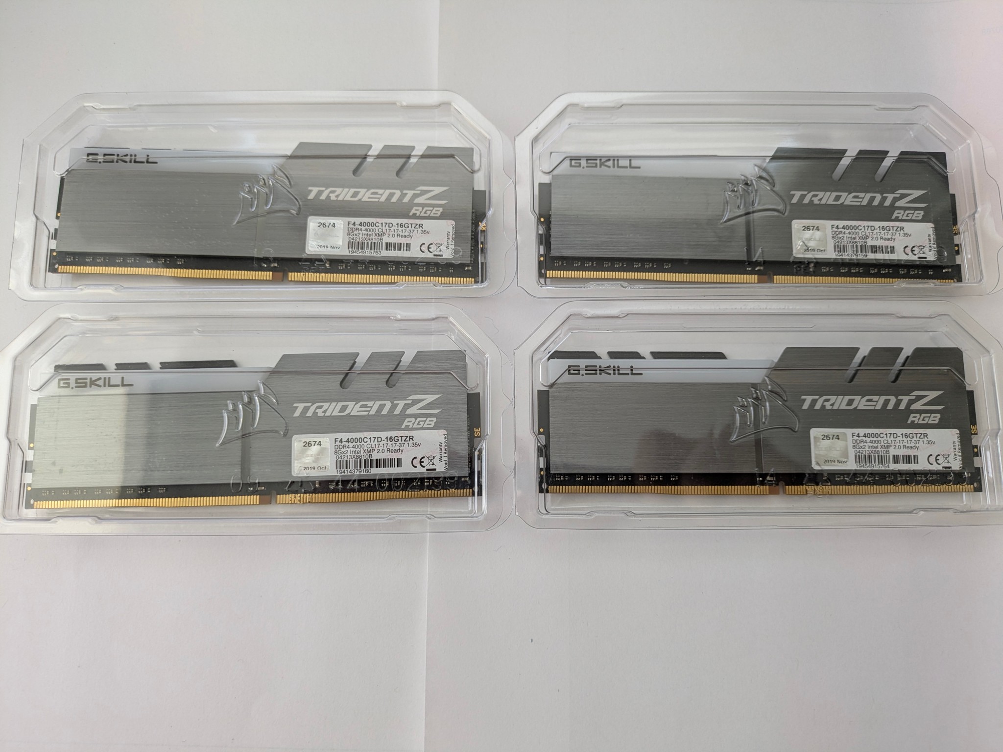 G.Skill TridentZ RGB 32GB (4x8GB) DDR4-4000 CL17 - Confirmed B-Die