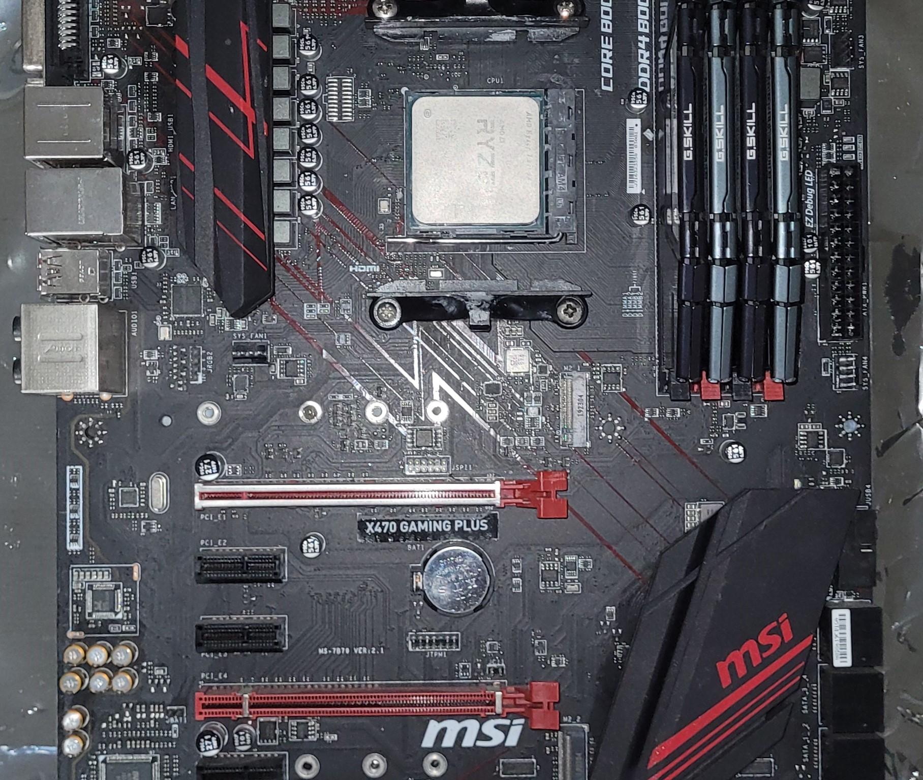 AMD 5700x cpu, MSI x470 gaming plus (ATX) , 32gb gskill ram