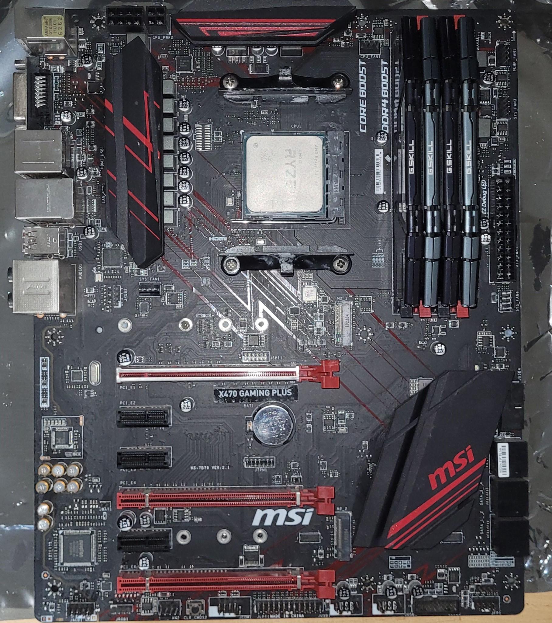 AMD 5700x cpu, MSI x470 gaming plus (ATX) , 32gb gskill ram
