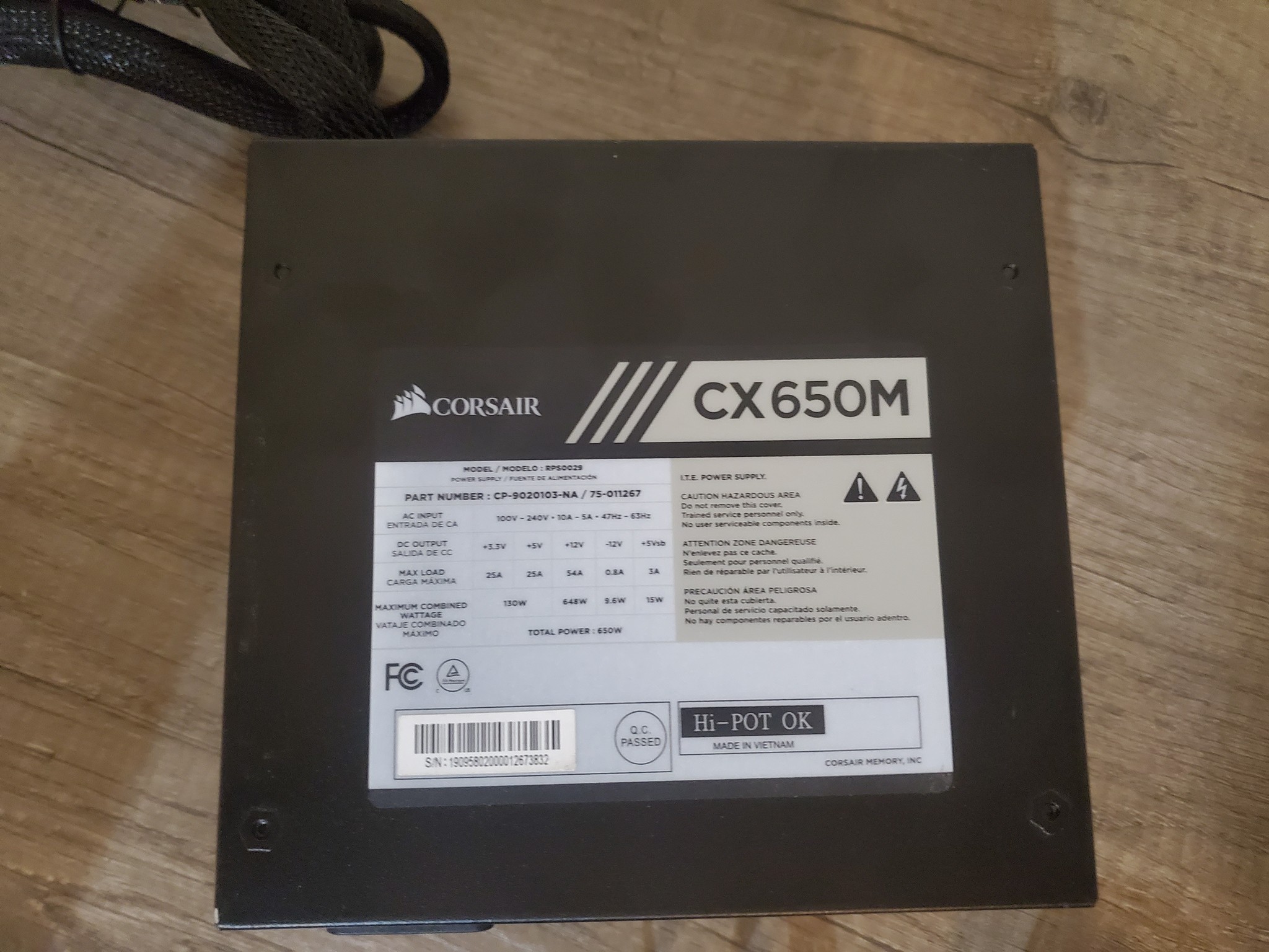 Corsair CX650M 80+ Bronze PSU w/ cables