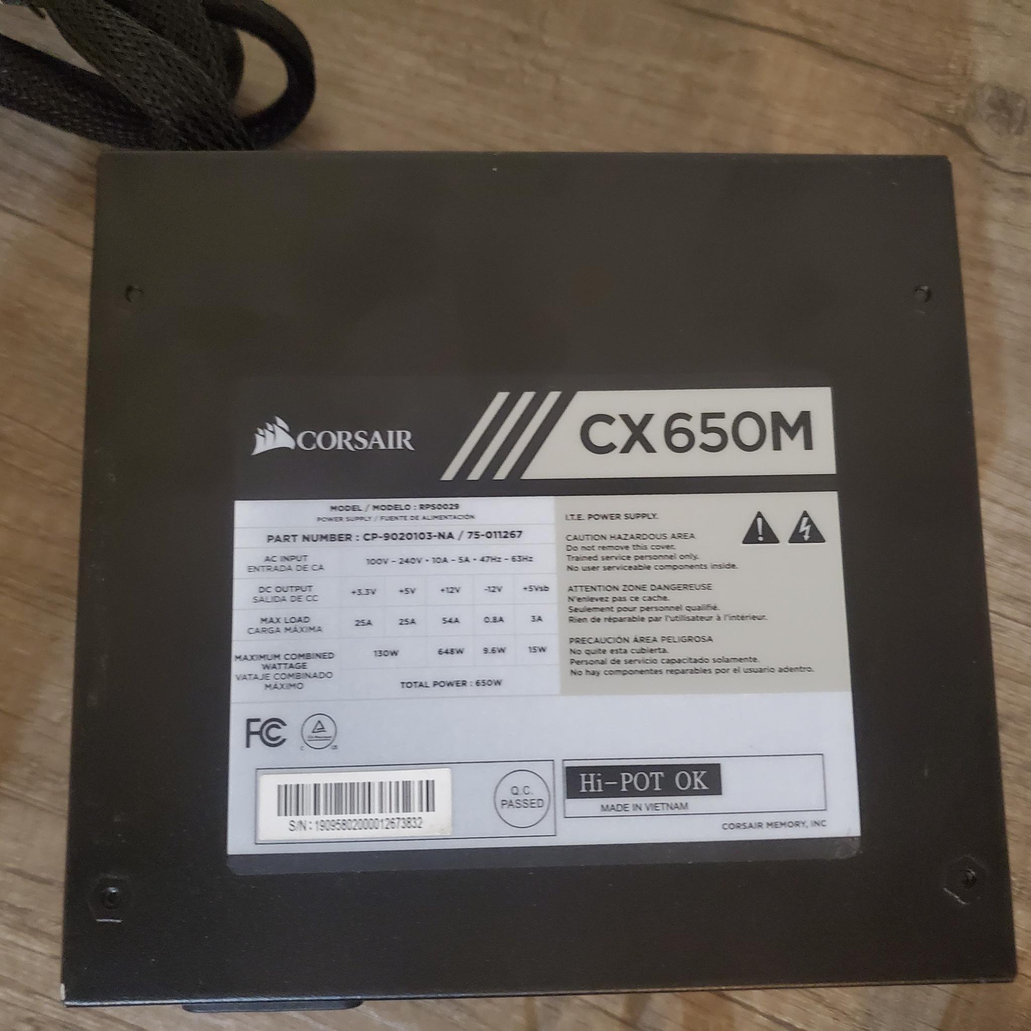 Corsair CX650M 80+ Bronze PSU w/ cables