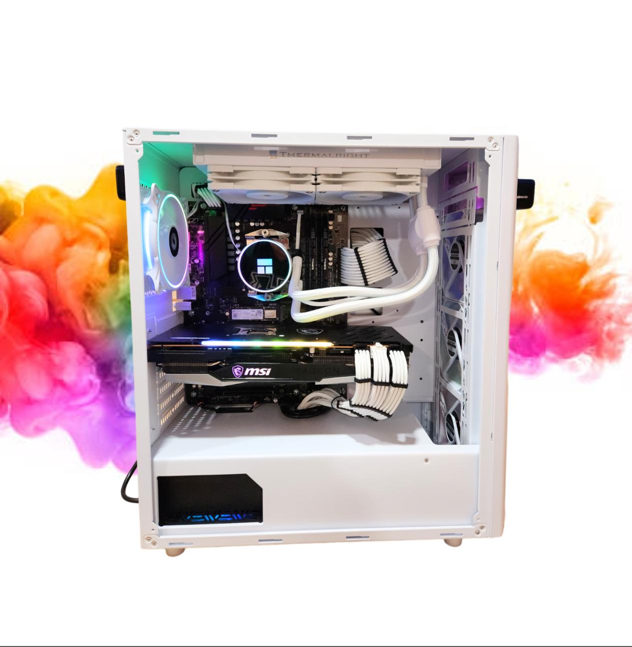 BIG SALE: RX 6900 XT + Ryzen 5700x + 32GB RAM + 1TB SSD + 6 Fans + WIFI ( White Minimalist RGB PC )