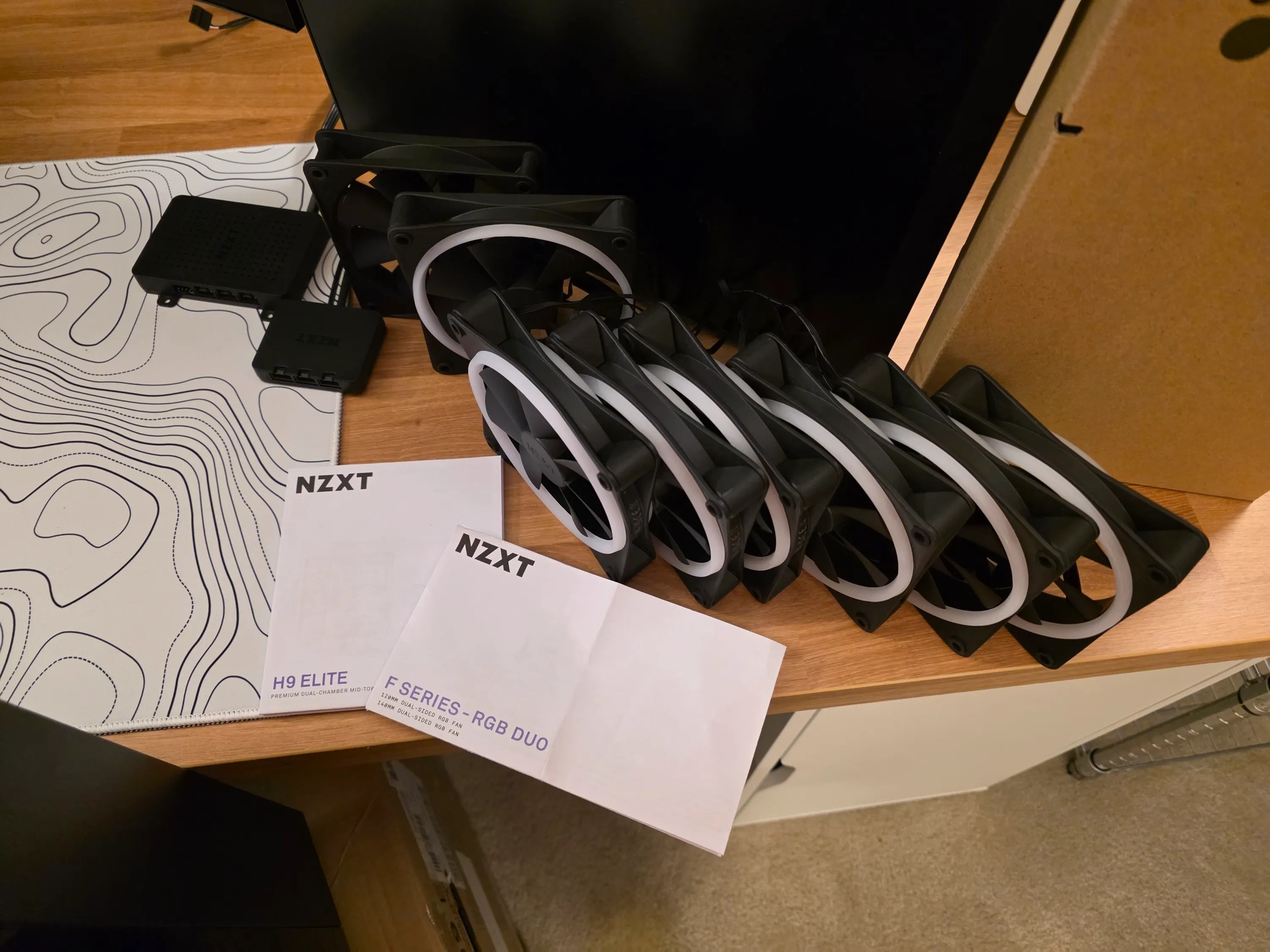 NZXT H9 Elite Tempered Glass ATX Mid-Tower Computer Case - Black EXTRA FANS