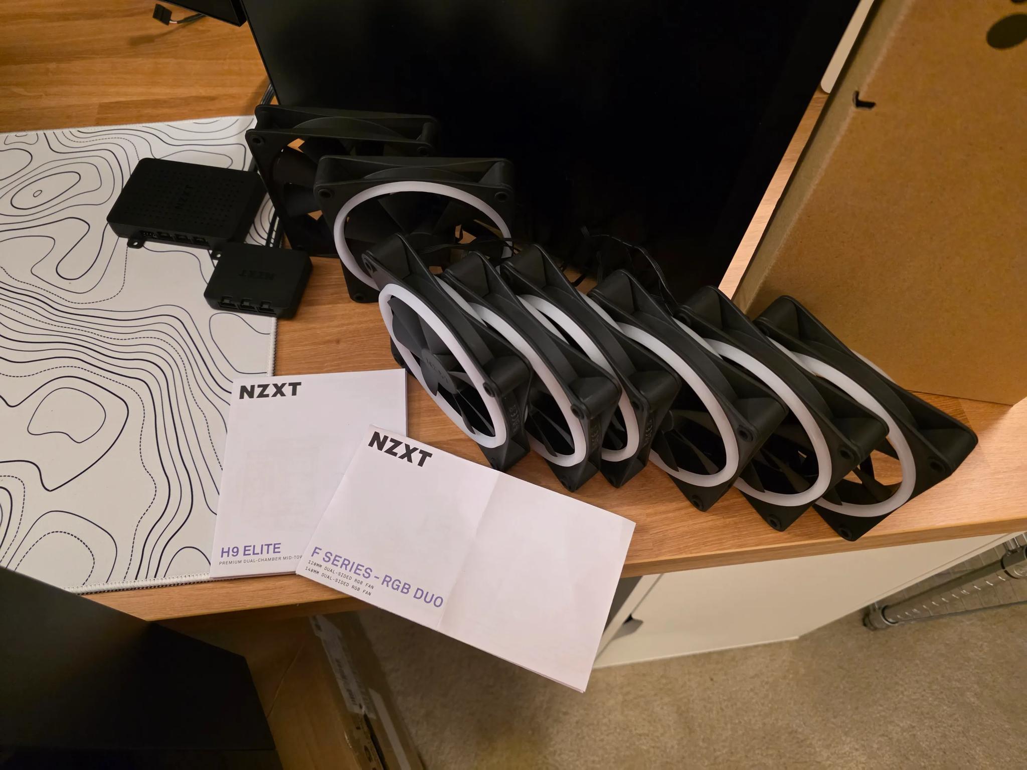 NZXT H9 Elite Tempered Glass ATX Mid-Tower Computer Case - Black EXTRA FANS