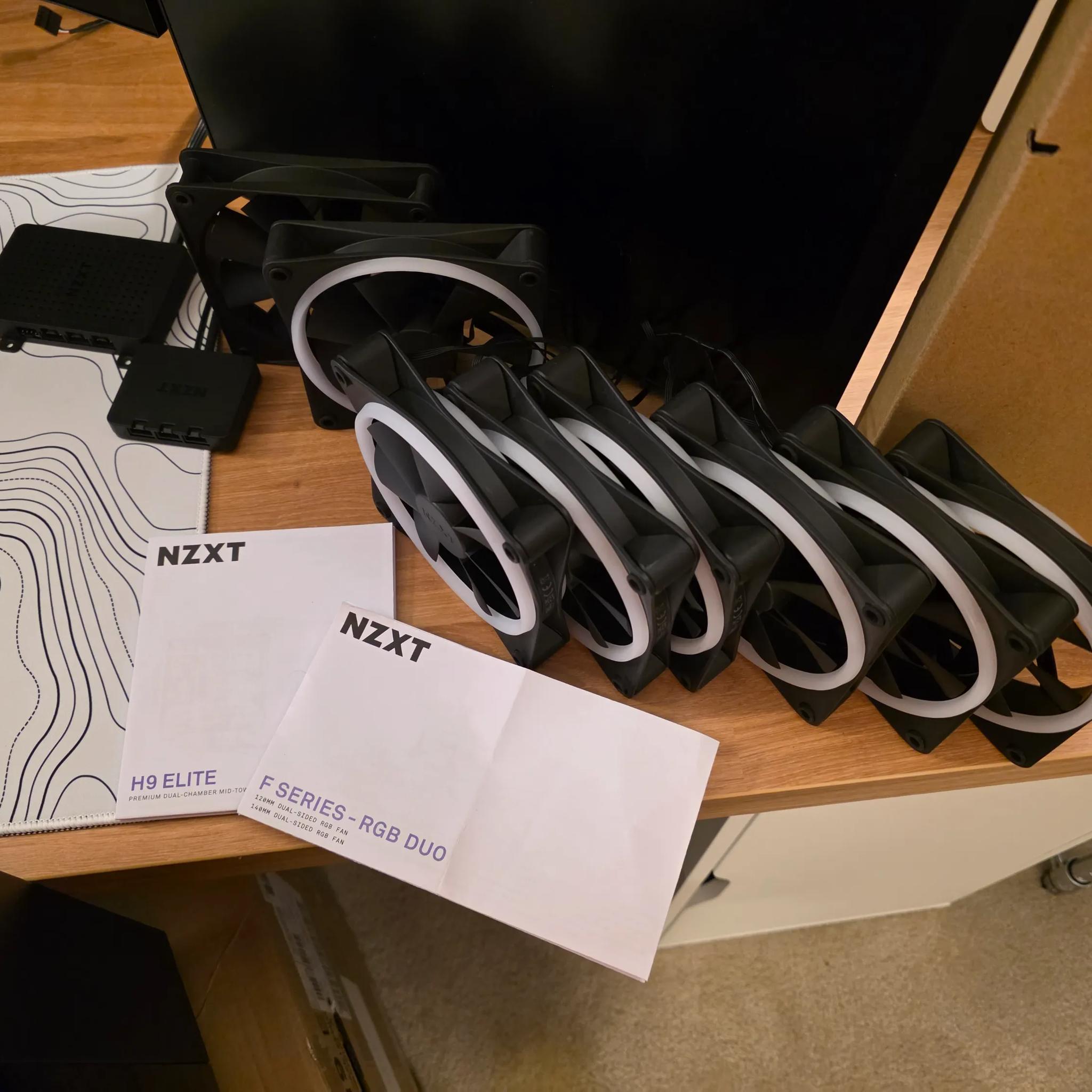 NZXT H9 Elite Tempered Glass ATX Mid-Tower Computer Case - Black EXTRA FANS