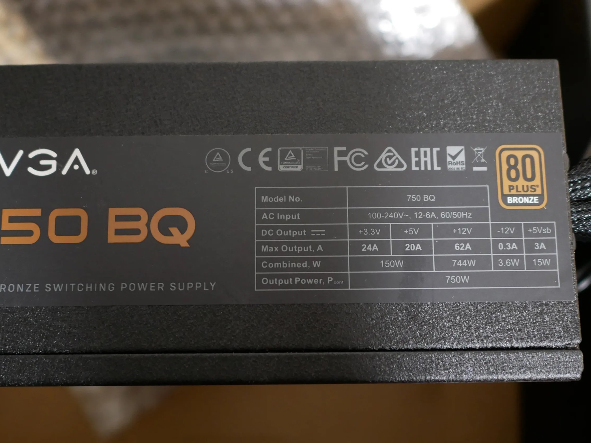 EVGA 750 BQ, 80+ BRONZE 750W Semi Modular,Power Supply 110-BQ-0750