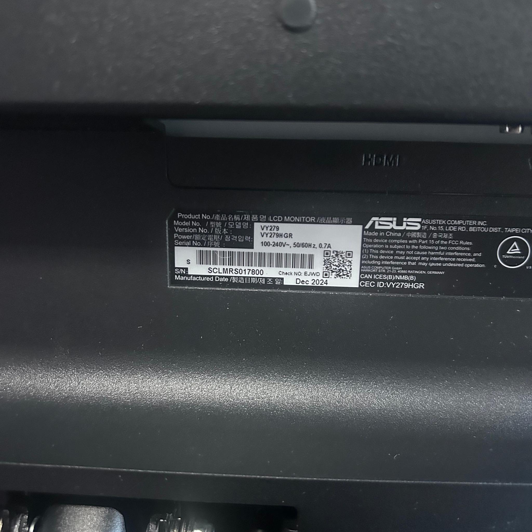 ASUS 27” (120hz) Computer Monitor (VY279HGR)