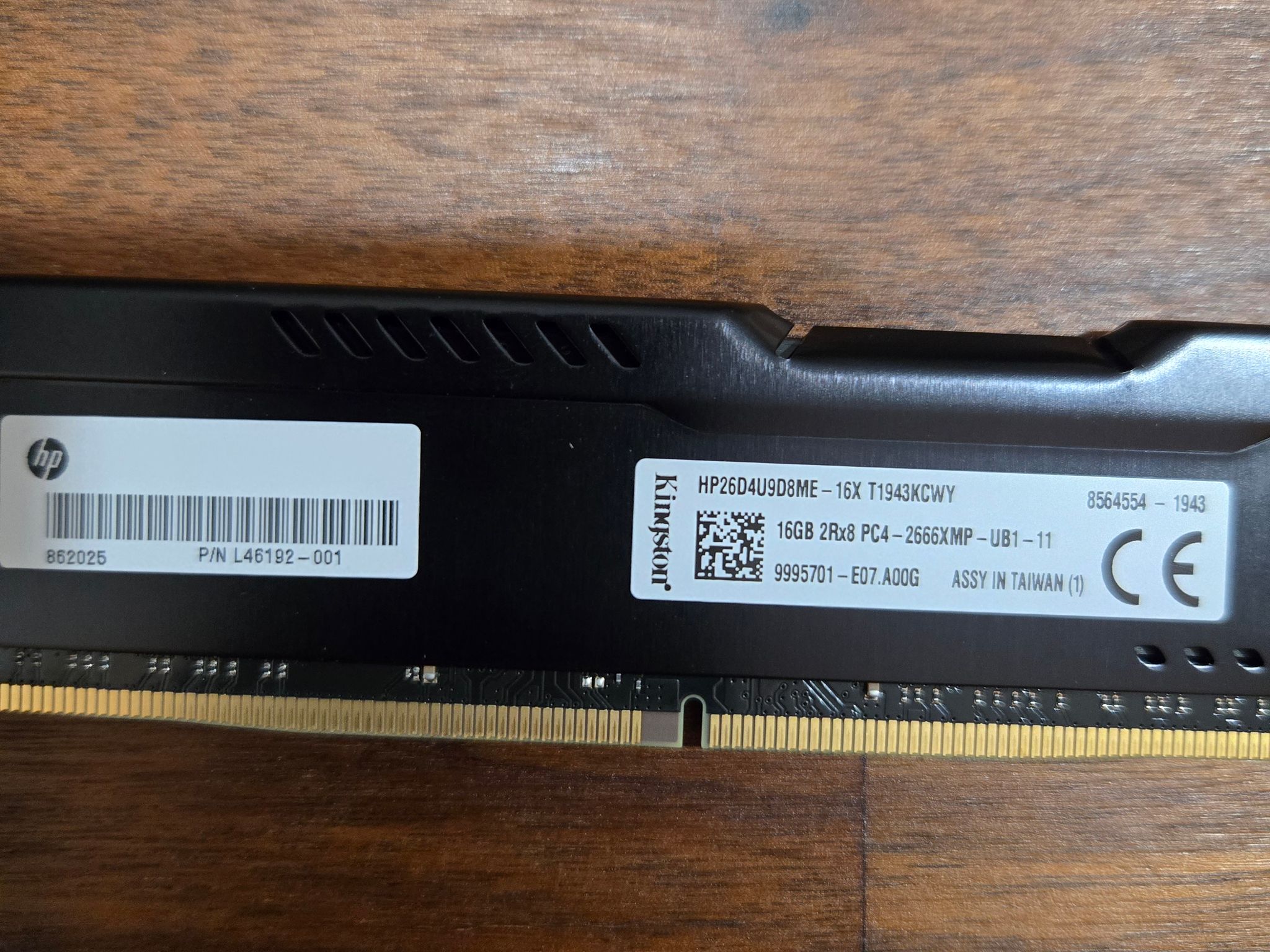 Kingston Fury 1x16gb Dual Rank 2666mhz at xmp ddr4