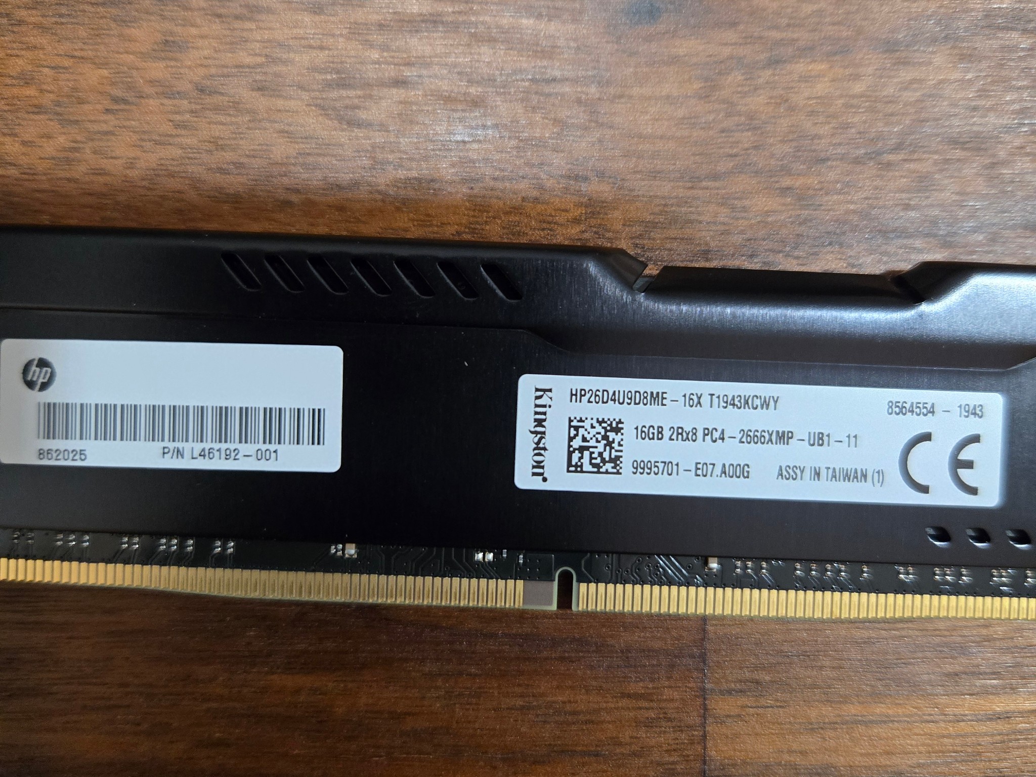 Kingston Fury 1x16gb Dual Rank 2666mhz at xmp ddr4