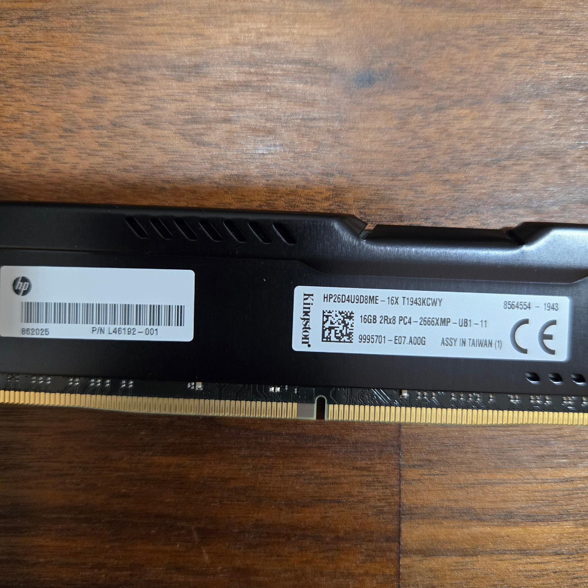 Kingston Fury 1x16gb Dual Rank 2666mhz at xmp ddr4