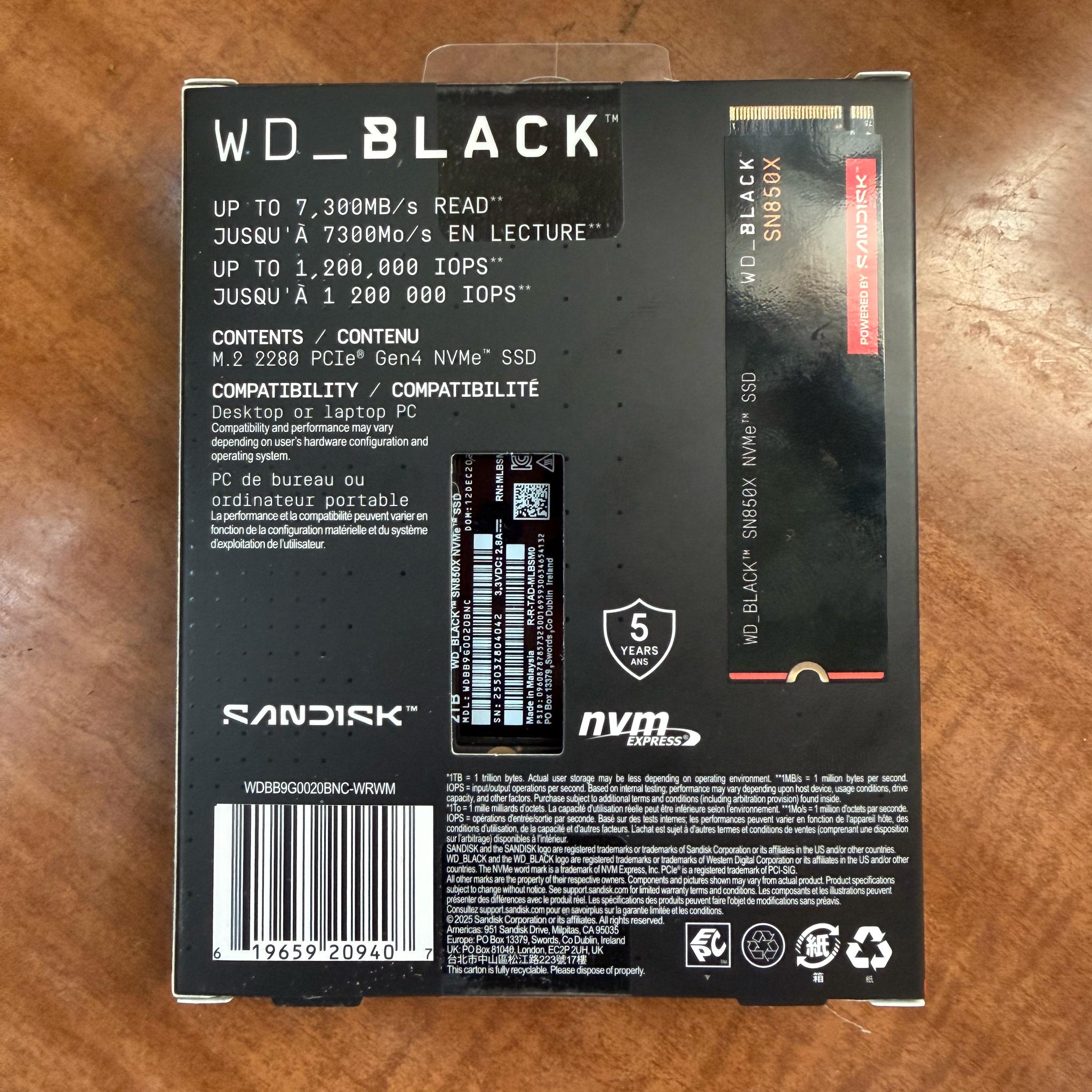 WD_BLACK SN850X 2TB NVMe M.2 SSD (Brand New Sealed)