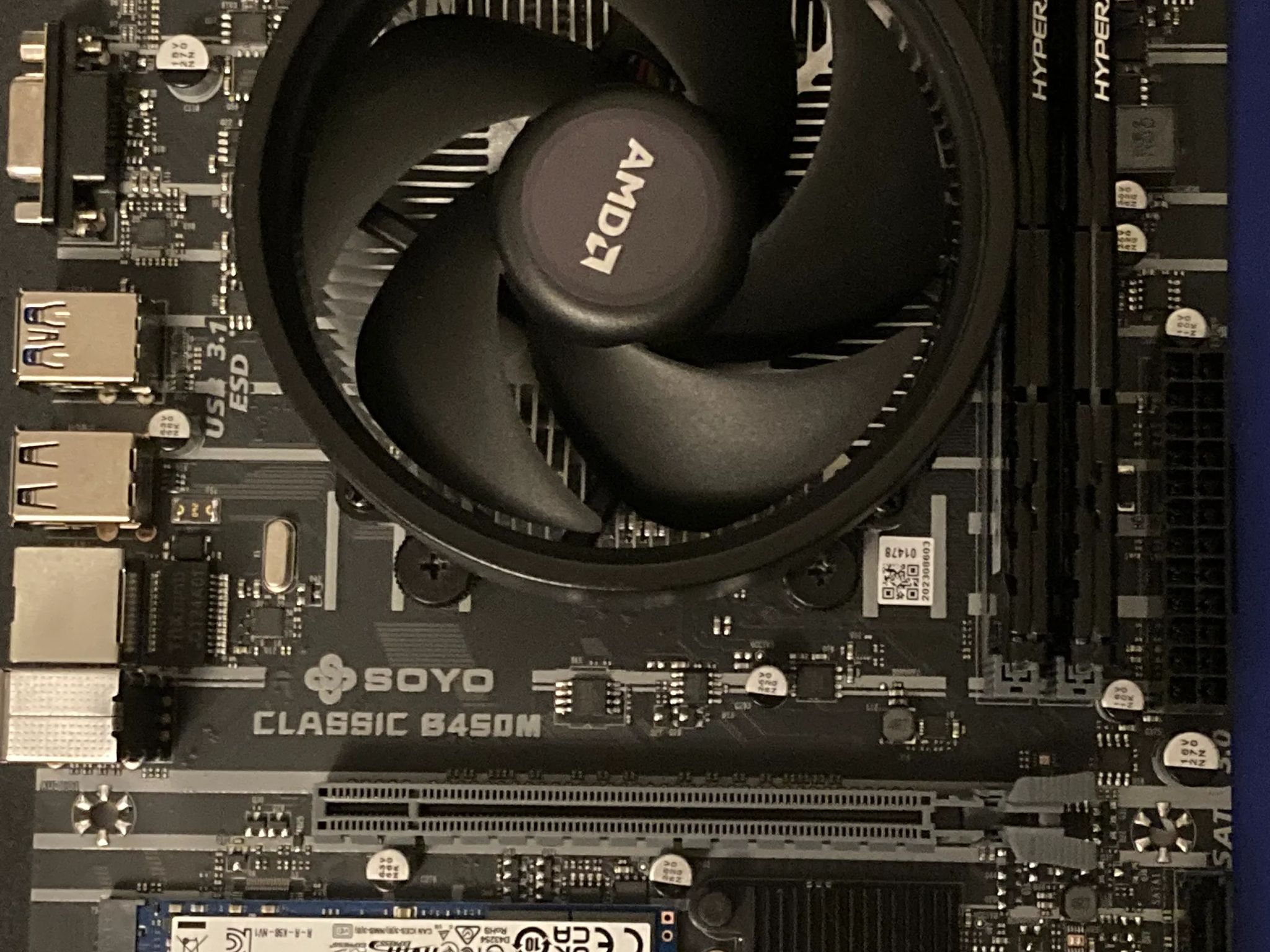 (AM4 COMBO) SOYO B450 + Ryzen 5 1600 + Cooler + 16GB DDR4 + 500GB NVME SSD