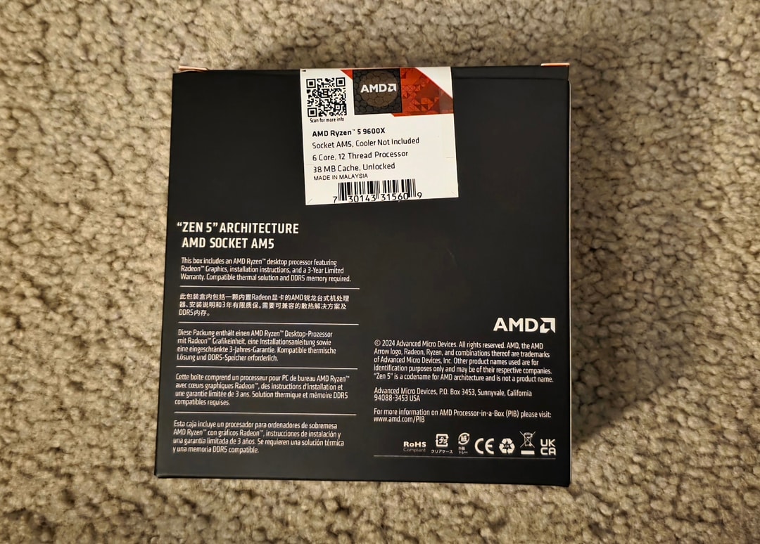 AMD Ryzen 5 9600X AM5 6-Core Processor Brand New In Box | Jawa