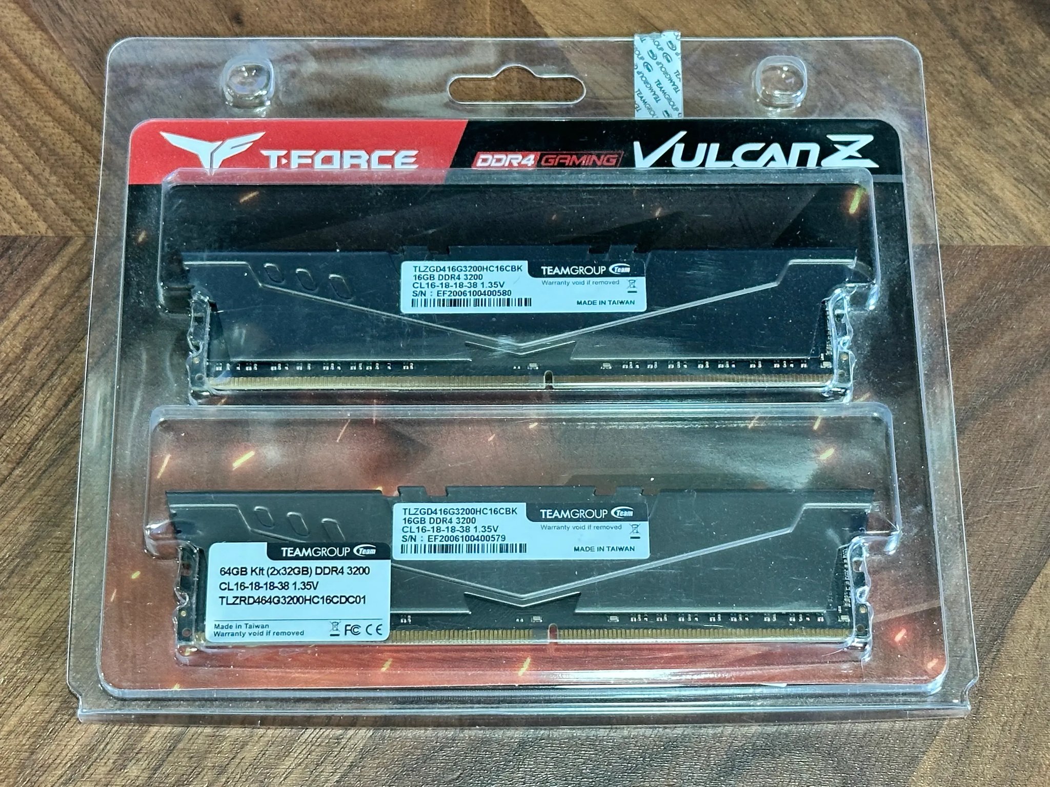 TEAMGROUP T-Force Vulcan Z DDR4 64GB Kit (2x32GB) 3200MHz (PC4-25600) CL16