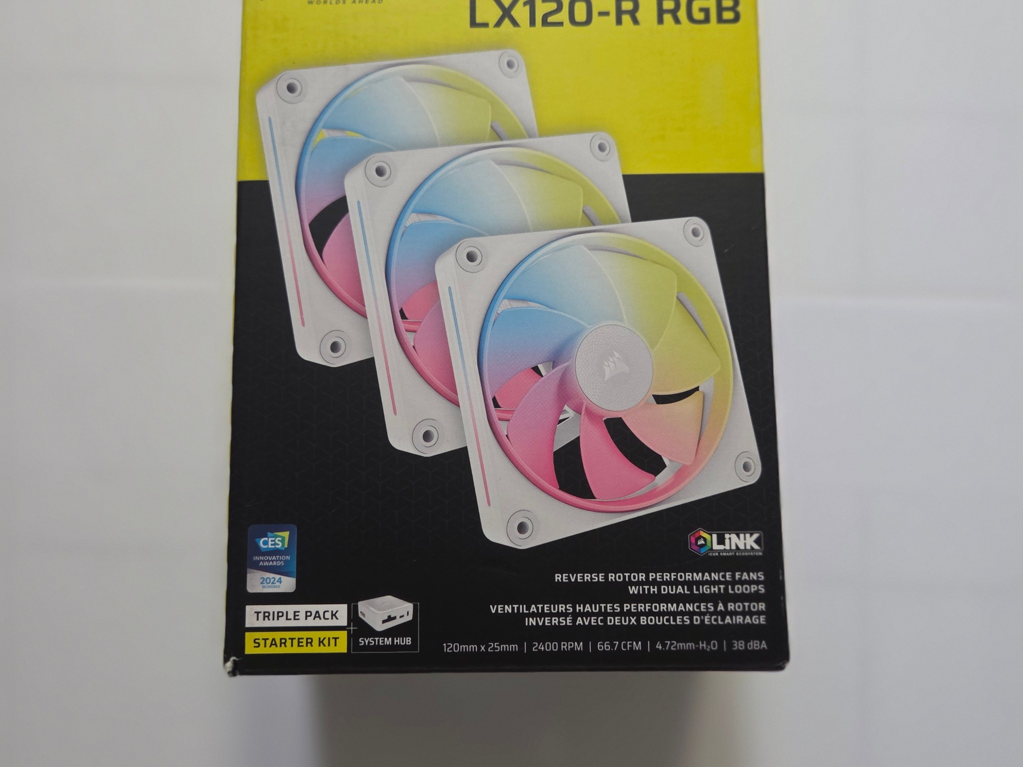 Corsair iCUE LINK LX120-R RGB White 3-Pack Starter Kit W/ Hub Box Receipt